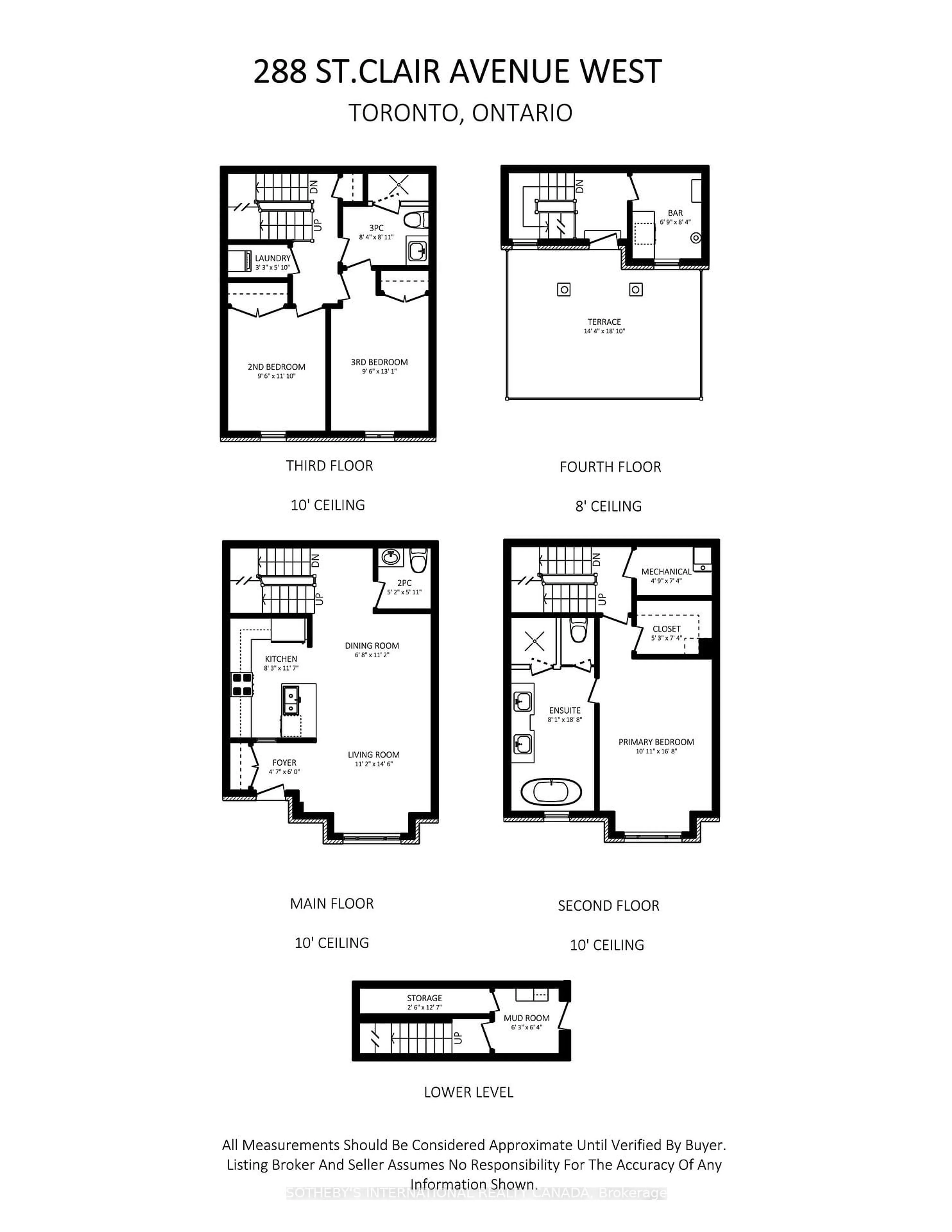 Floor plan for 288 St Clair Ave #TH1, Toronto Ontario M4V 1S3