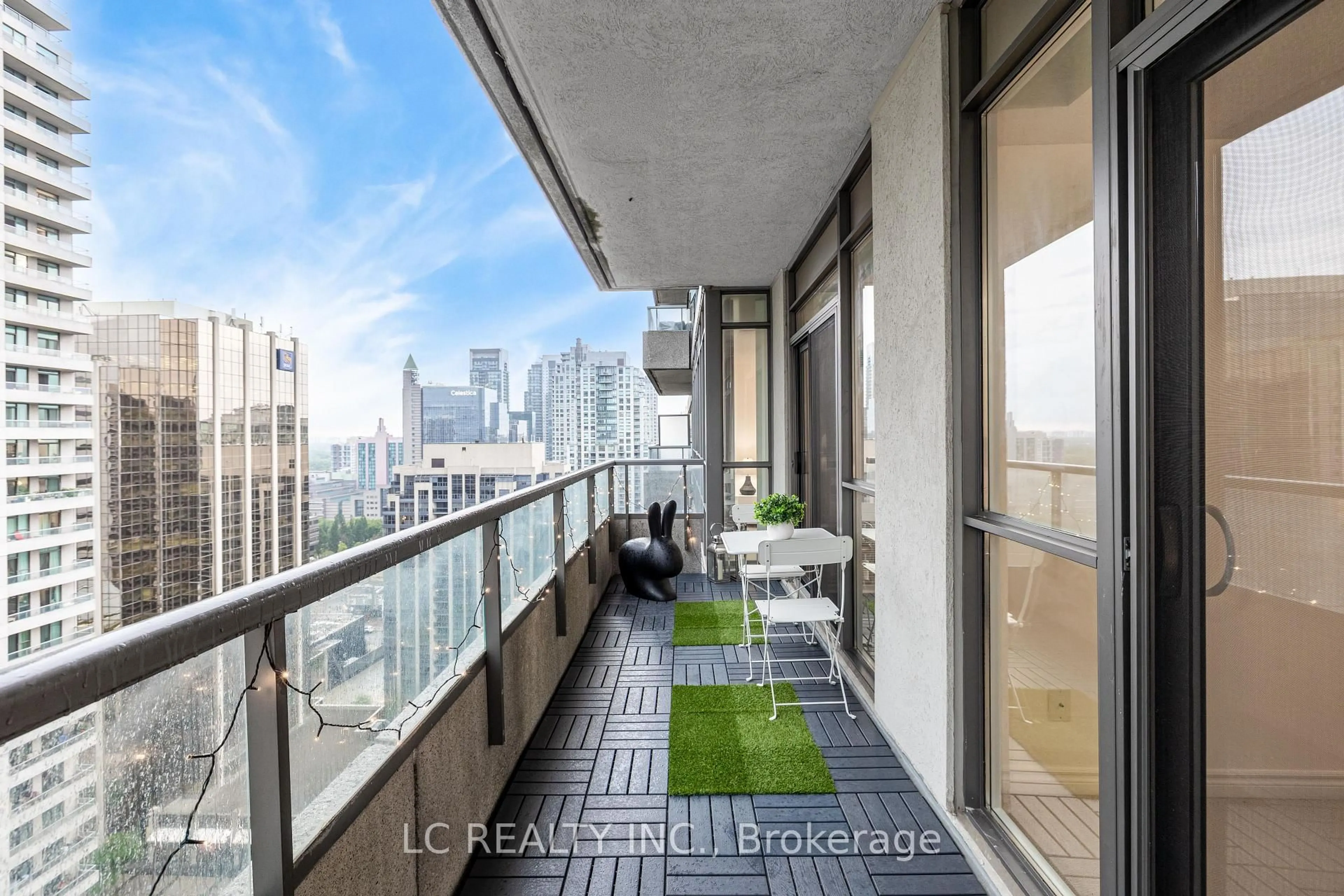 Balcony in the apartment, city buildings view from balcony for 35 Hollywood Ave #2615, Toronto Ontario M2N 0A9