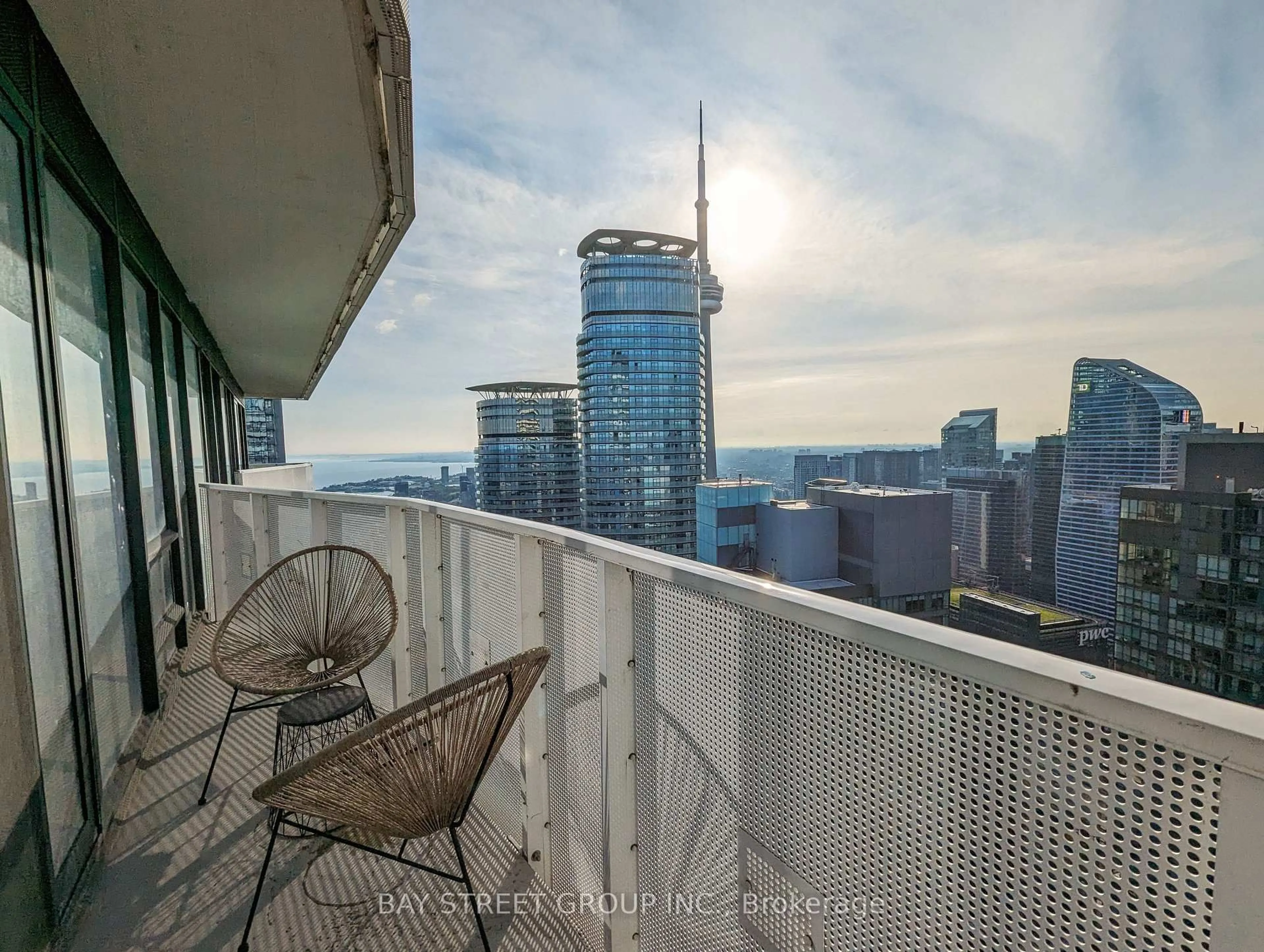 Balcony in the apartment, city buildings view from balcony for 100 Harbour St #6103, Toronto Ontario M5J 0B5