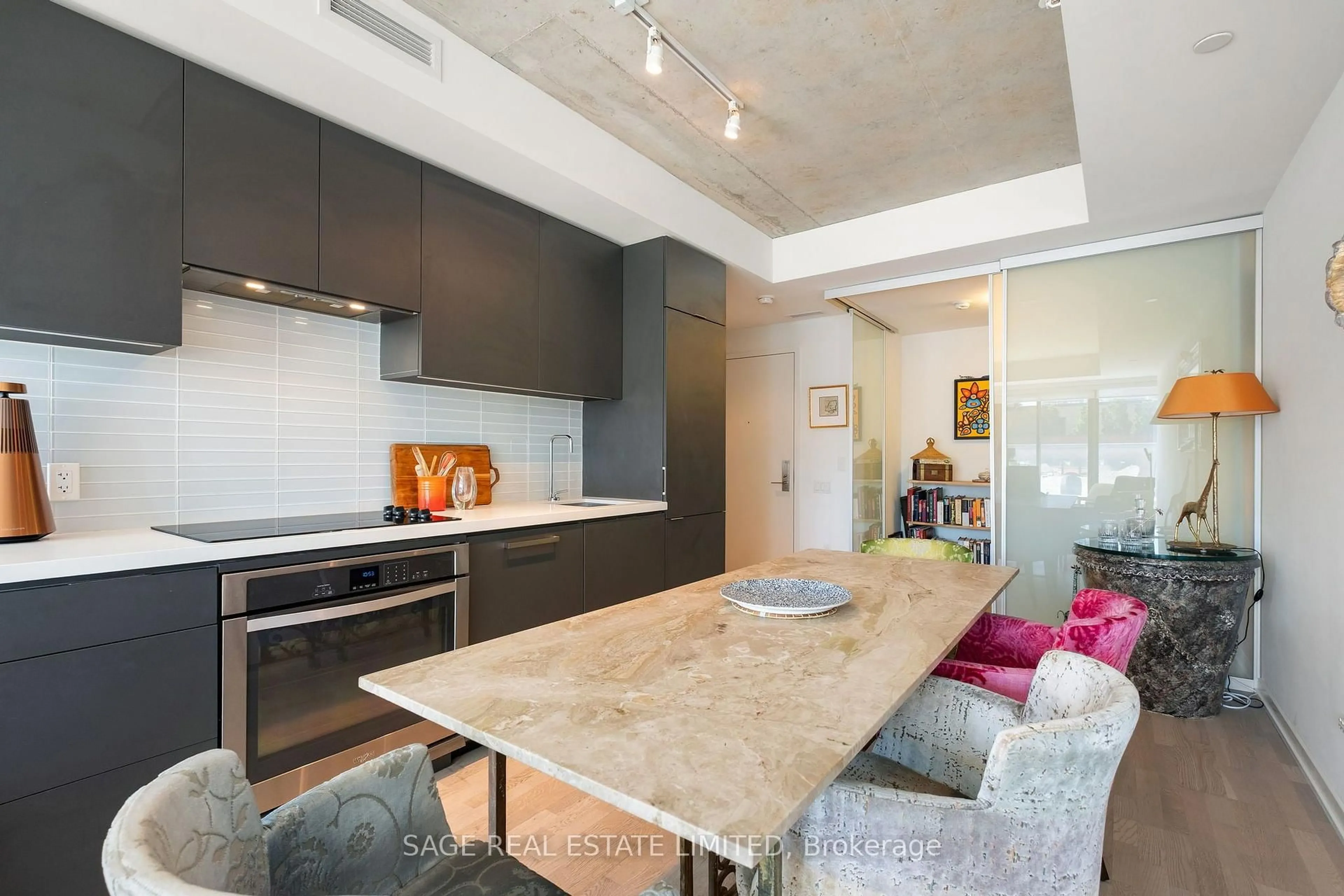 Contemporary kitchen, ceramic/tile floor for 60 Colborne St #706, Toronto Ontario M5E 0B7