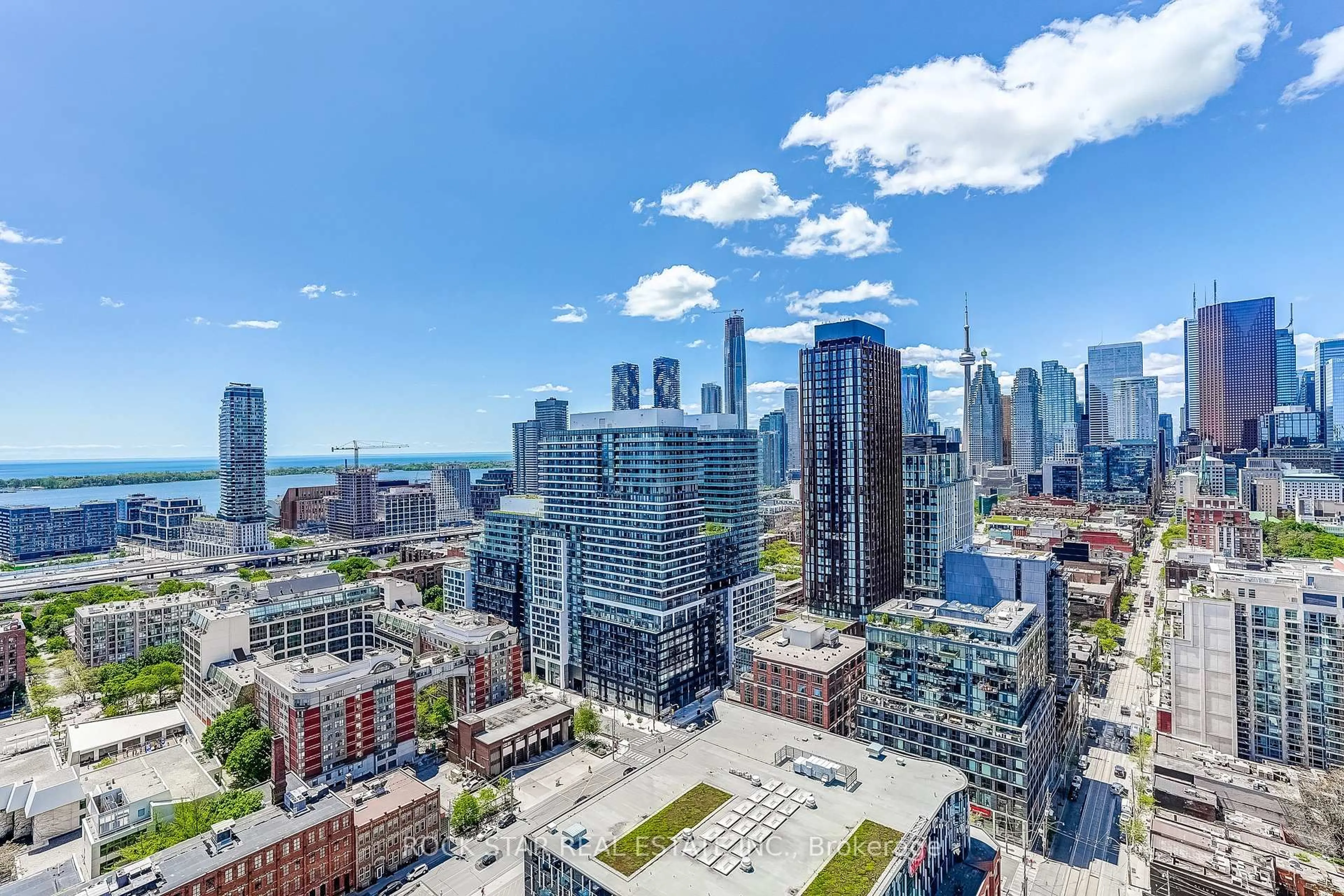 A pic from outside/outdoor area/front of a property/back of a property/a pic from drone, city buildings view from balcony for 284 King St #2802, Toronto Ontario M5A 1K4