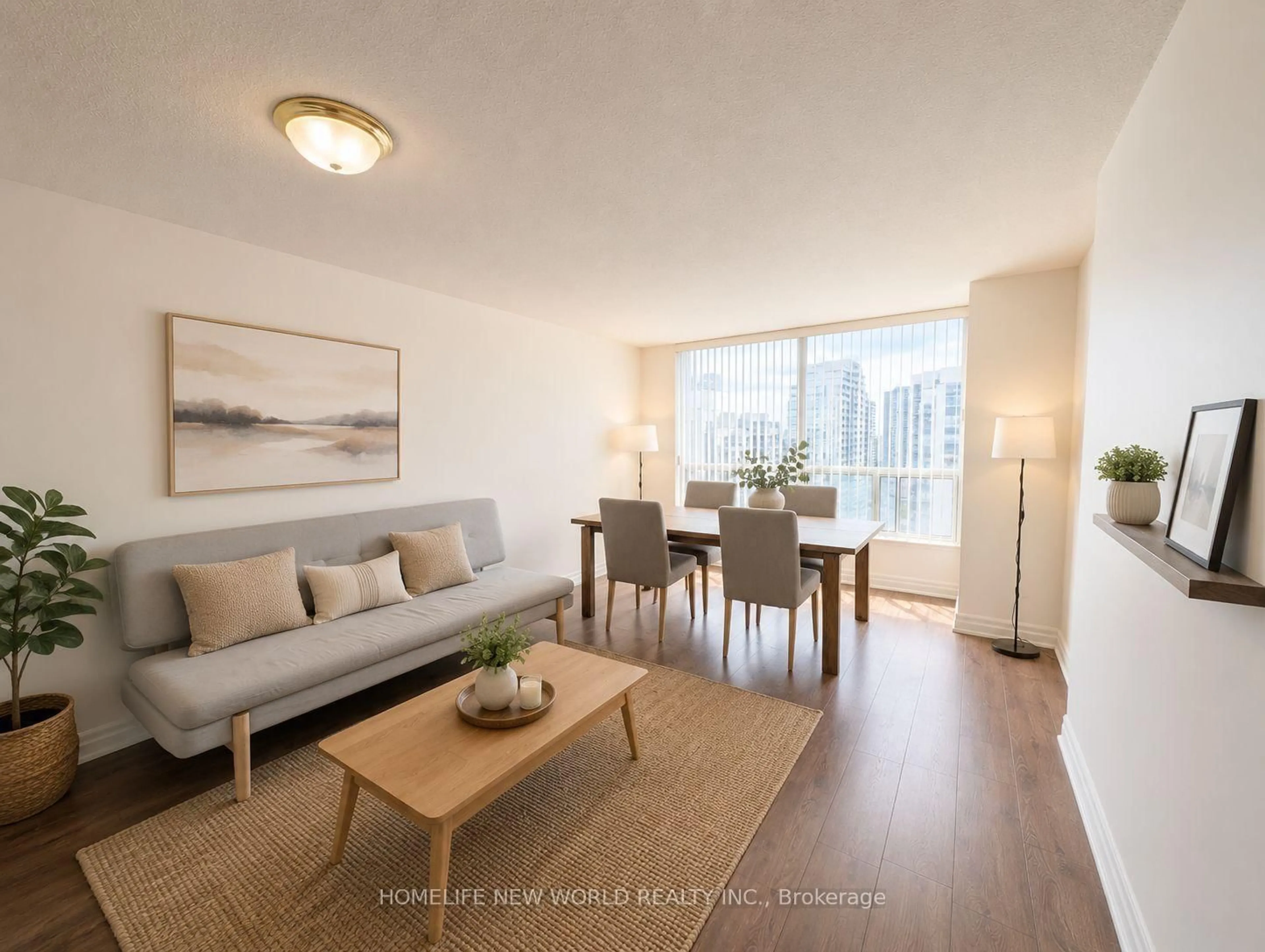 Living room with furniture, wood/laminate floor for 21 Hillcrest Ave #1705, Toronto Ontario M2N 7K2
