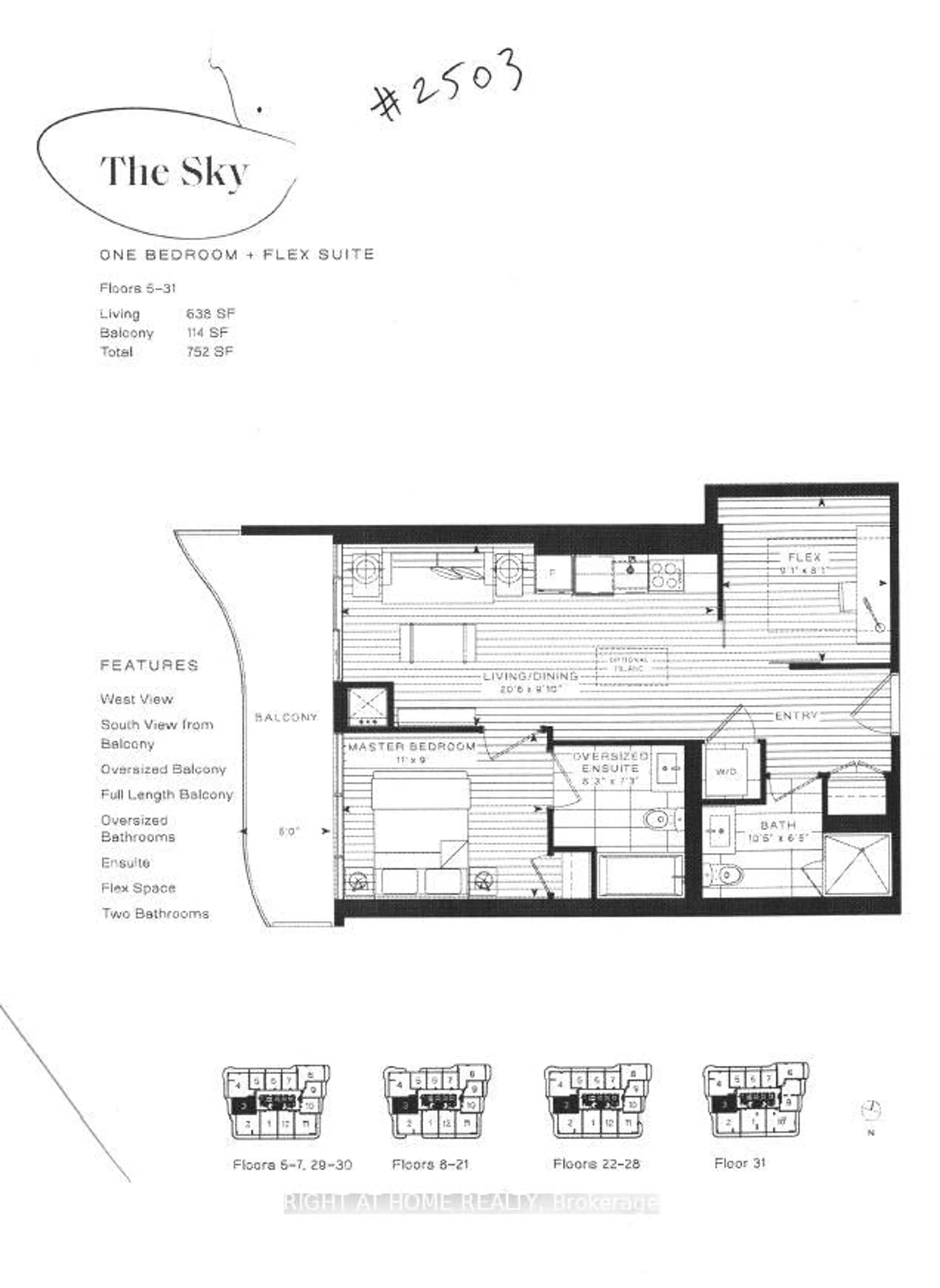 Floor plan for 15 Holmes Ave #2503, Toronto Ontario M2N 0L4
