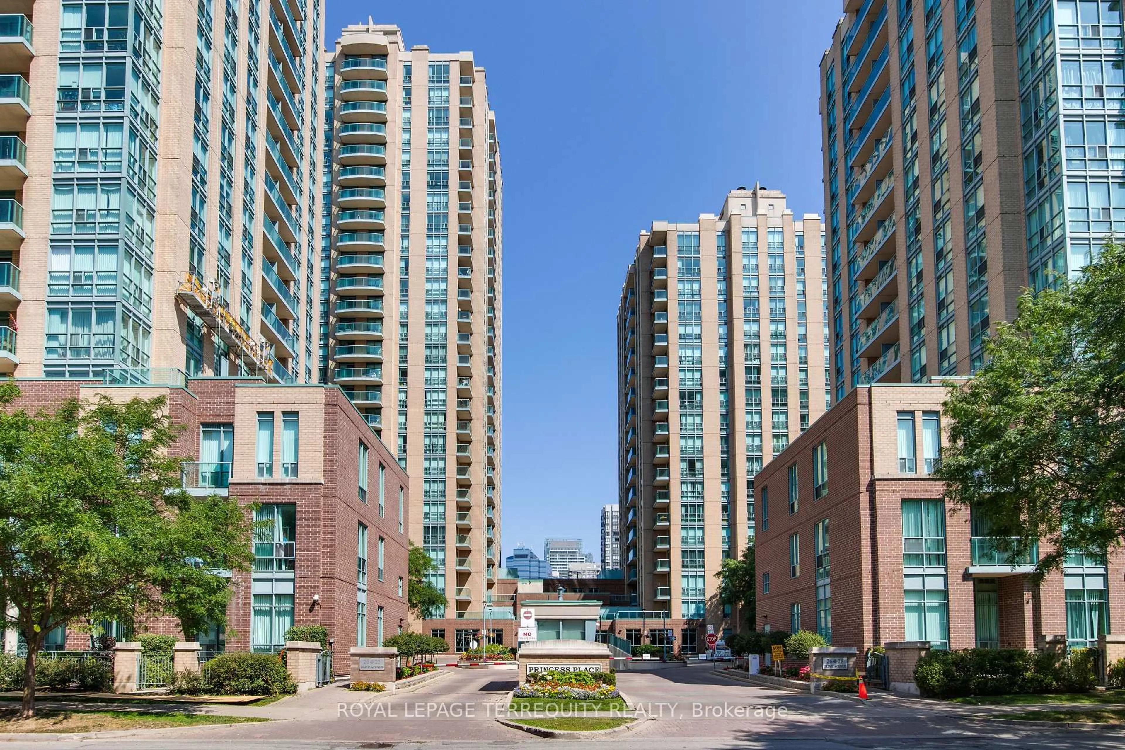 Patio, city buildings view from balcony for 20 Olive Ave #PH07, Toronto Ontario M2N 7G5