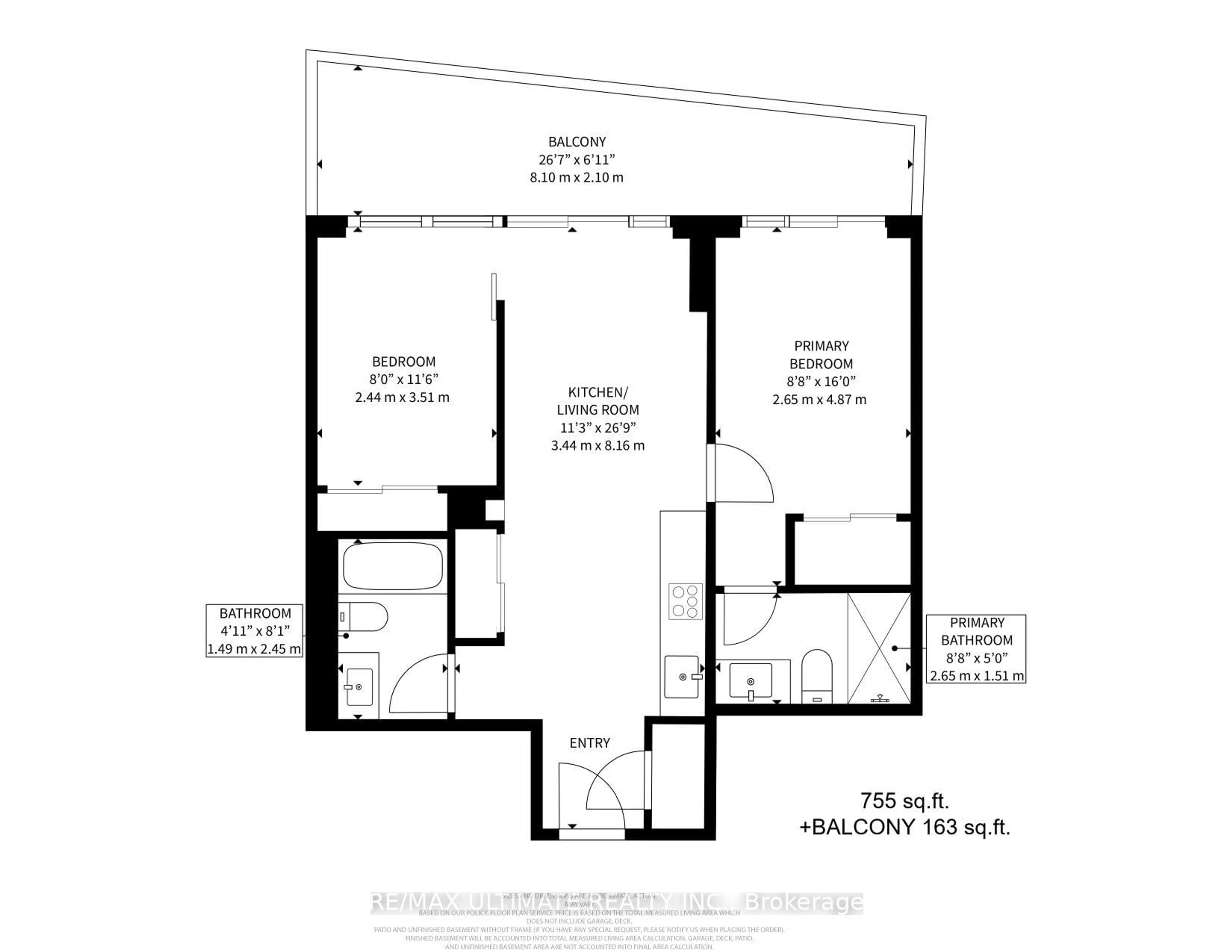 Floor plan for 15 Queens Quay #1901, Toronto Ontario M5E 0A5