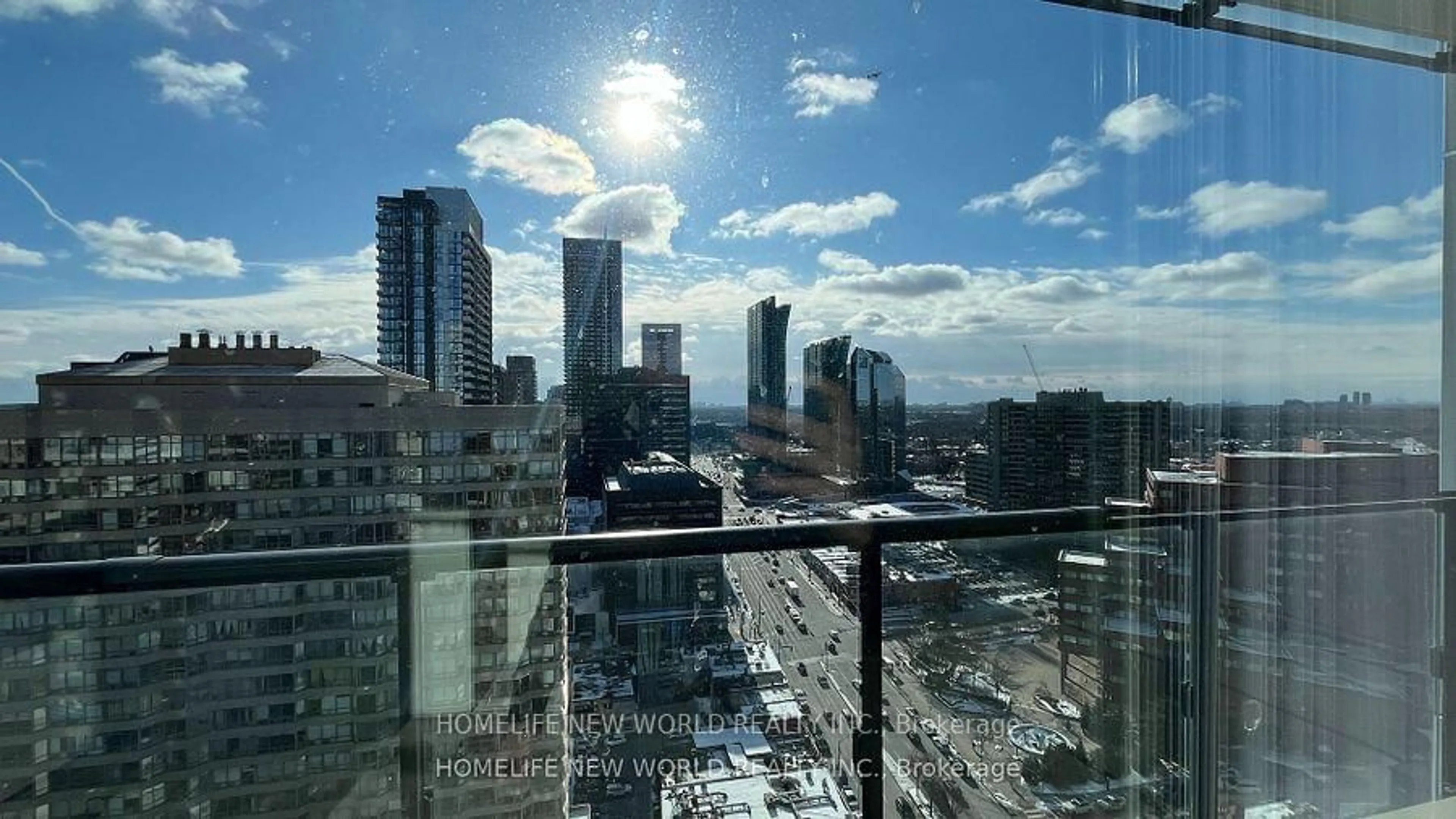 Balcony in the apartment, city buildings view from balcony for 4955 Yonge St #1912, Toronto Ontario M2N 0L8