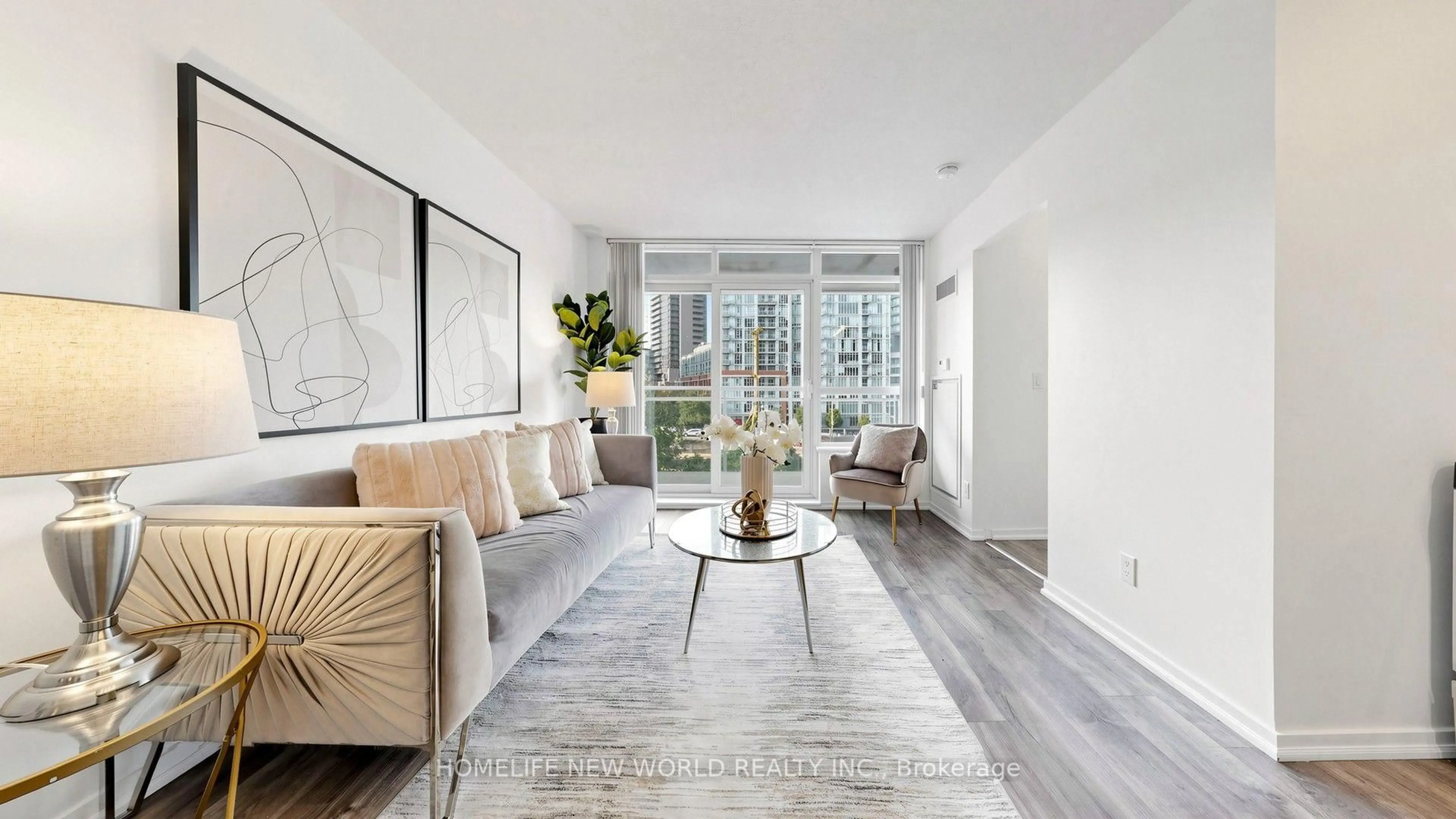 Living room with furniture, unknown for 38 Joe Shuster Way #425, Toronto Ontario M6K 0A4