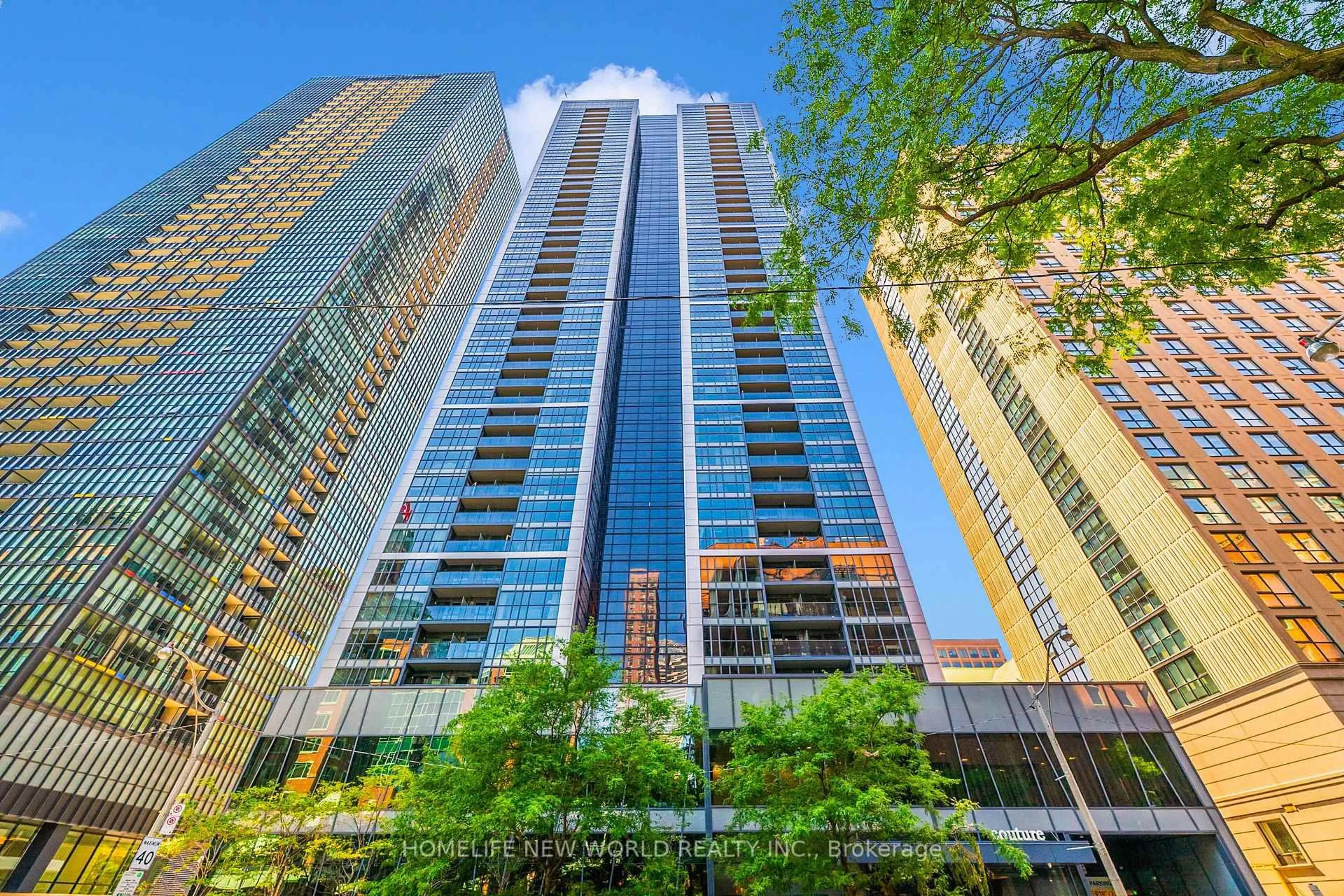 Patio, city buildings view from balcony for 28 Ted Rogers Way #811, Toronto Ontario M4Y 2T4
