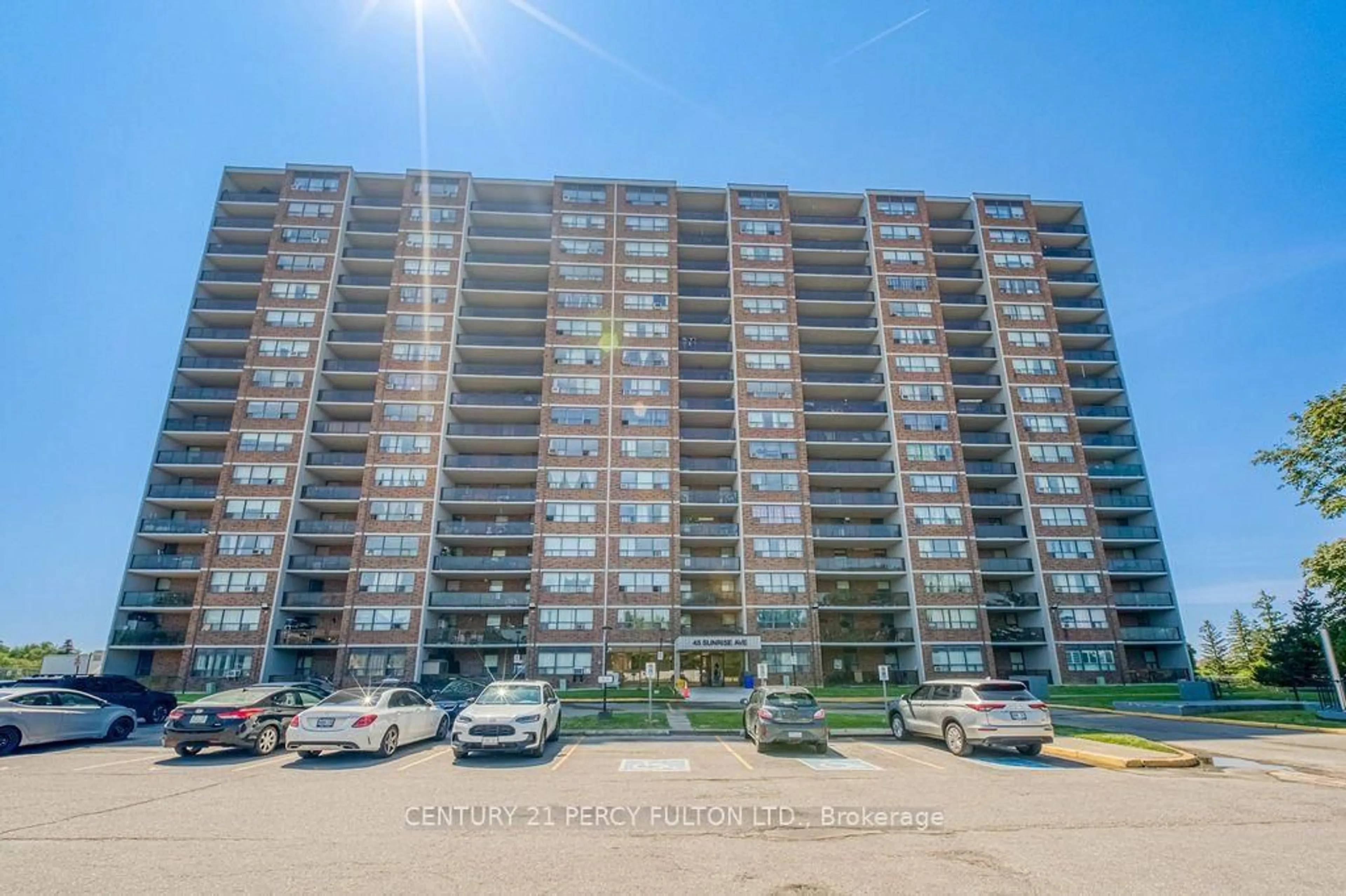 A pic from outside/outdoor area/front of a property/back of a property/a pic from drone, building for 45 Sunrise Ave #1404, Toronto Ontario M4A 2S3