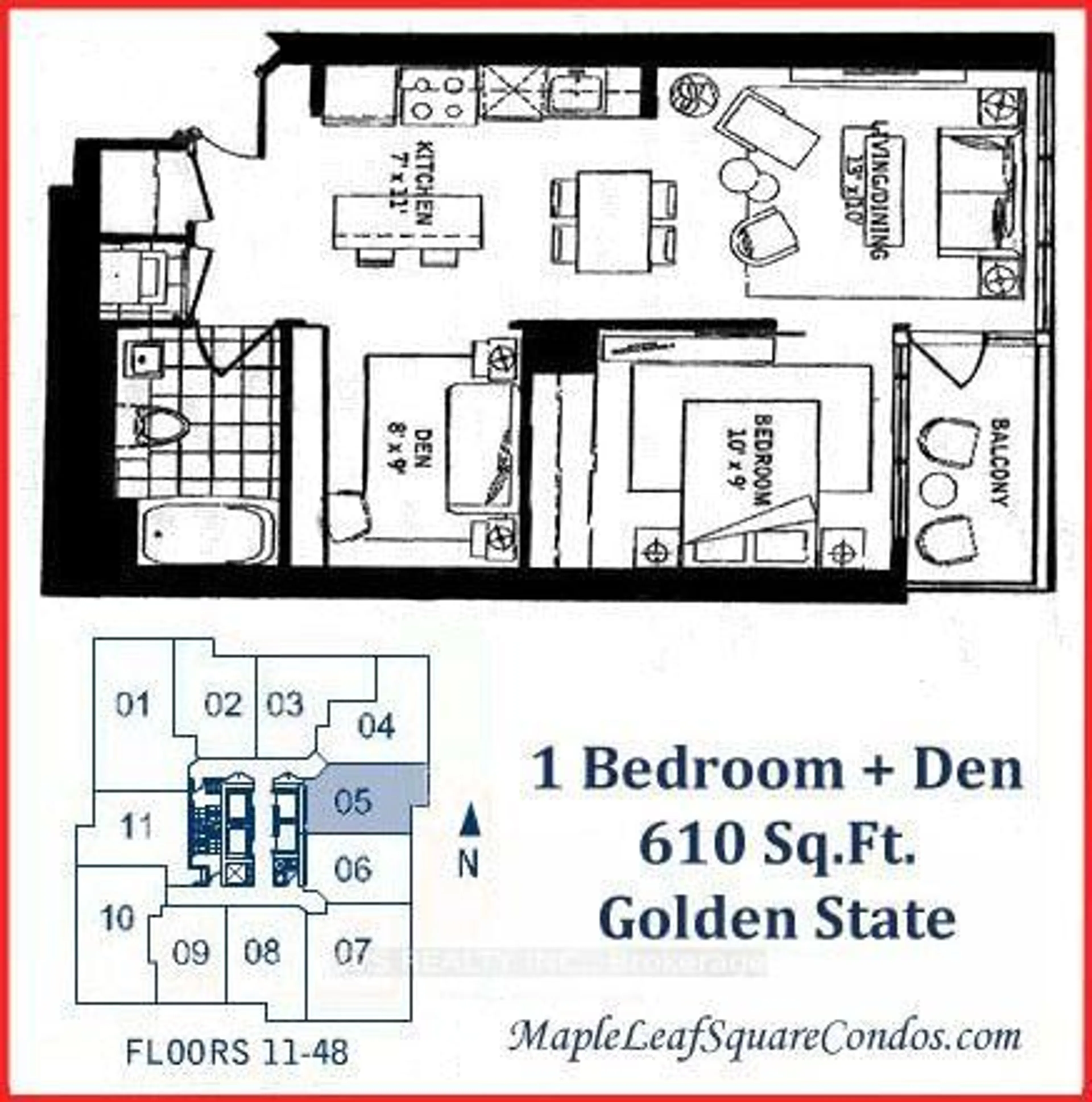 Floor plan for 55 Bremner Blvd #1705, Toronto Ontario M5J 0A6