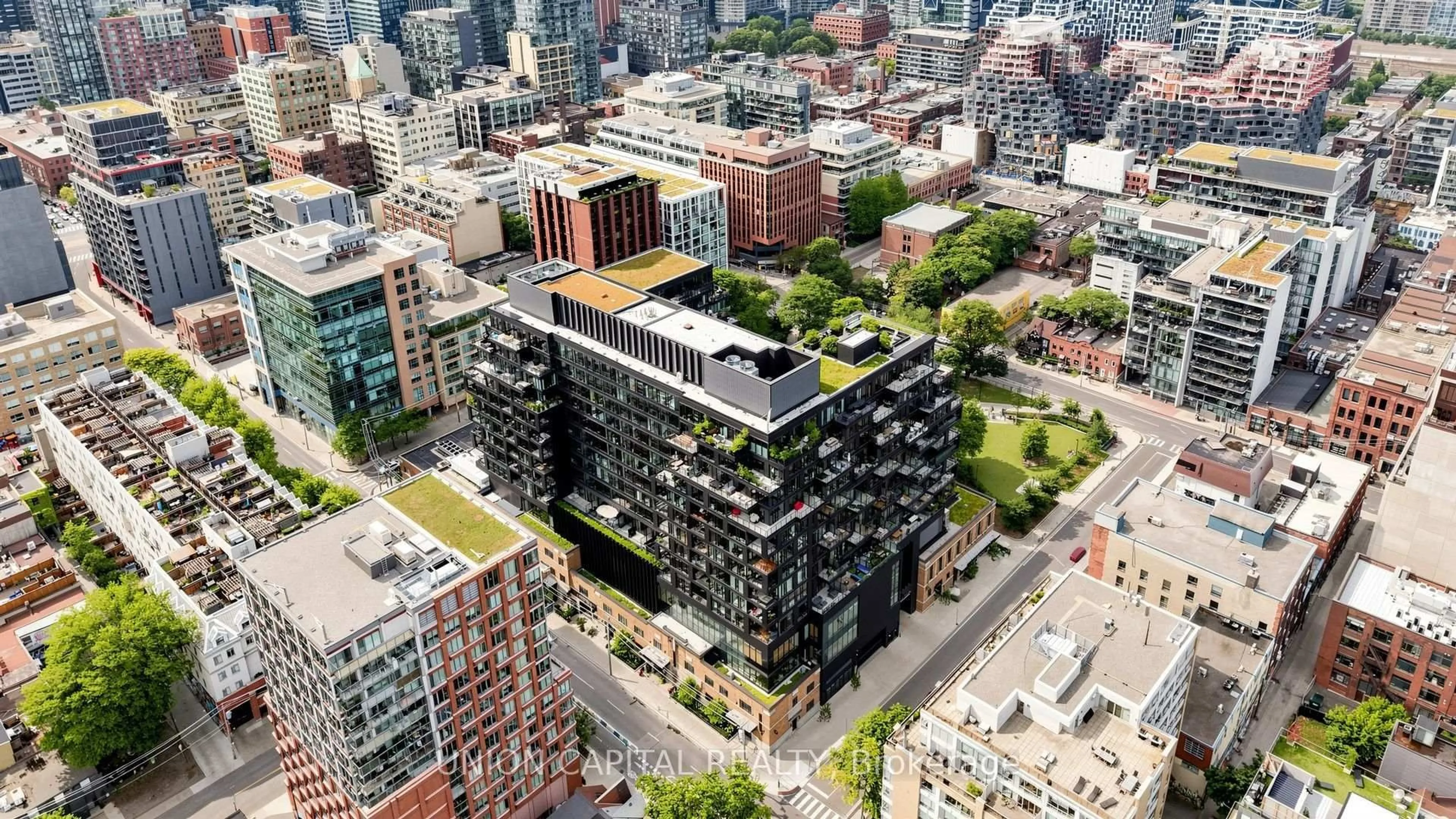 A pic from outside/outdoor area/front of a property/back of a property/a pic from drone, city buildings view from balcony for 505 Richmond St #714, Toronto Ontario M5V 0P4
