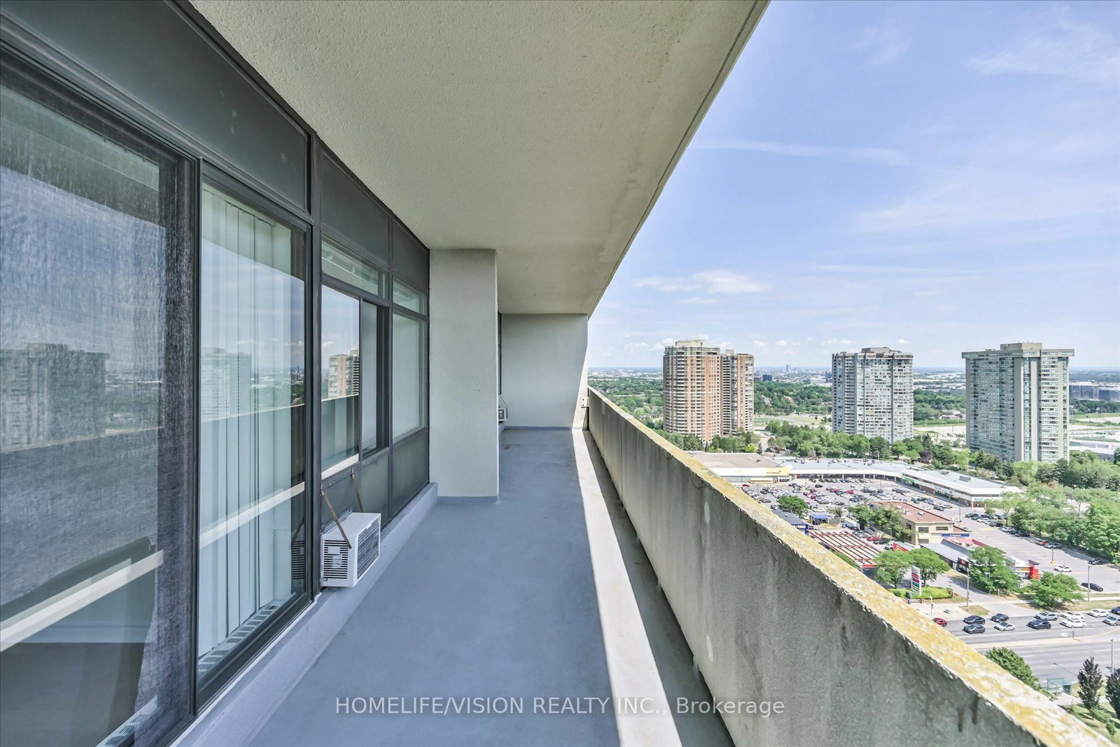 Balcony in the apartment, city buildings view from balcony for 3300 Don Mills Rd #PH6, Toronto Ontario M2J 4X7