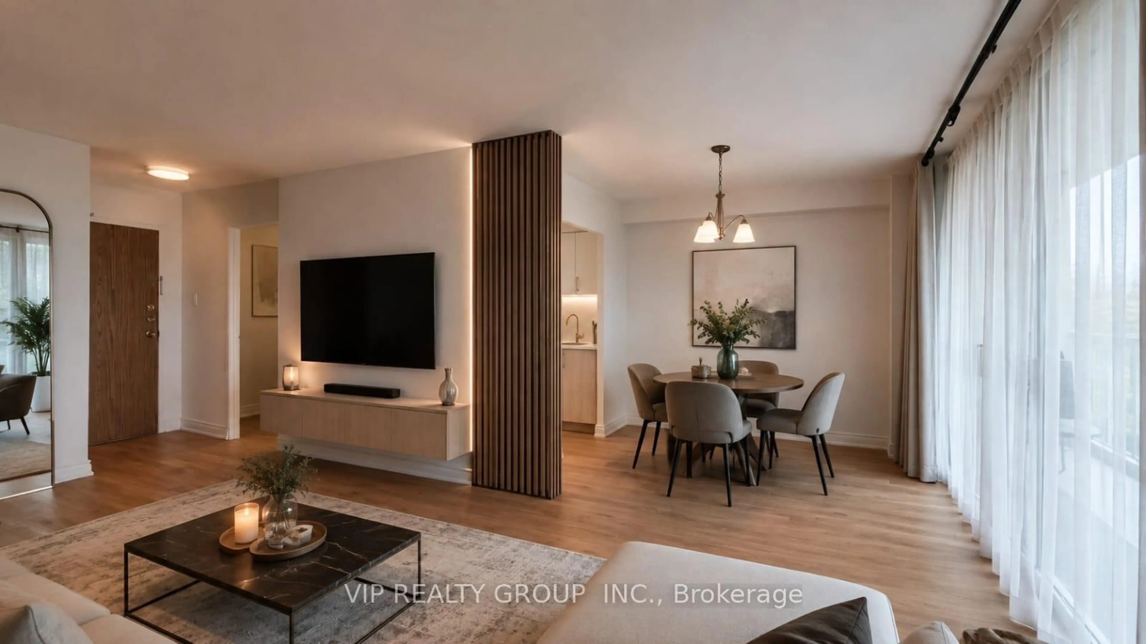 Living room with furniture, wood/laminate floor for 350 Seneca Hill Dr #1611, Toronto Ontario M2J 4S7