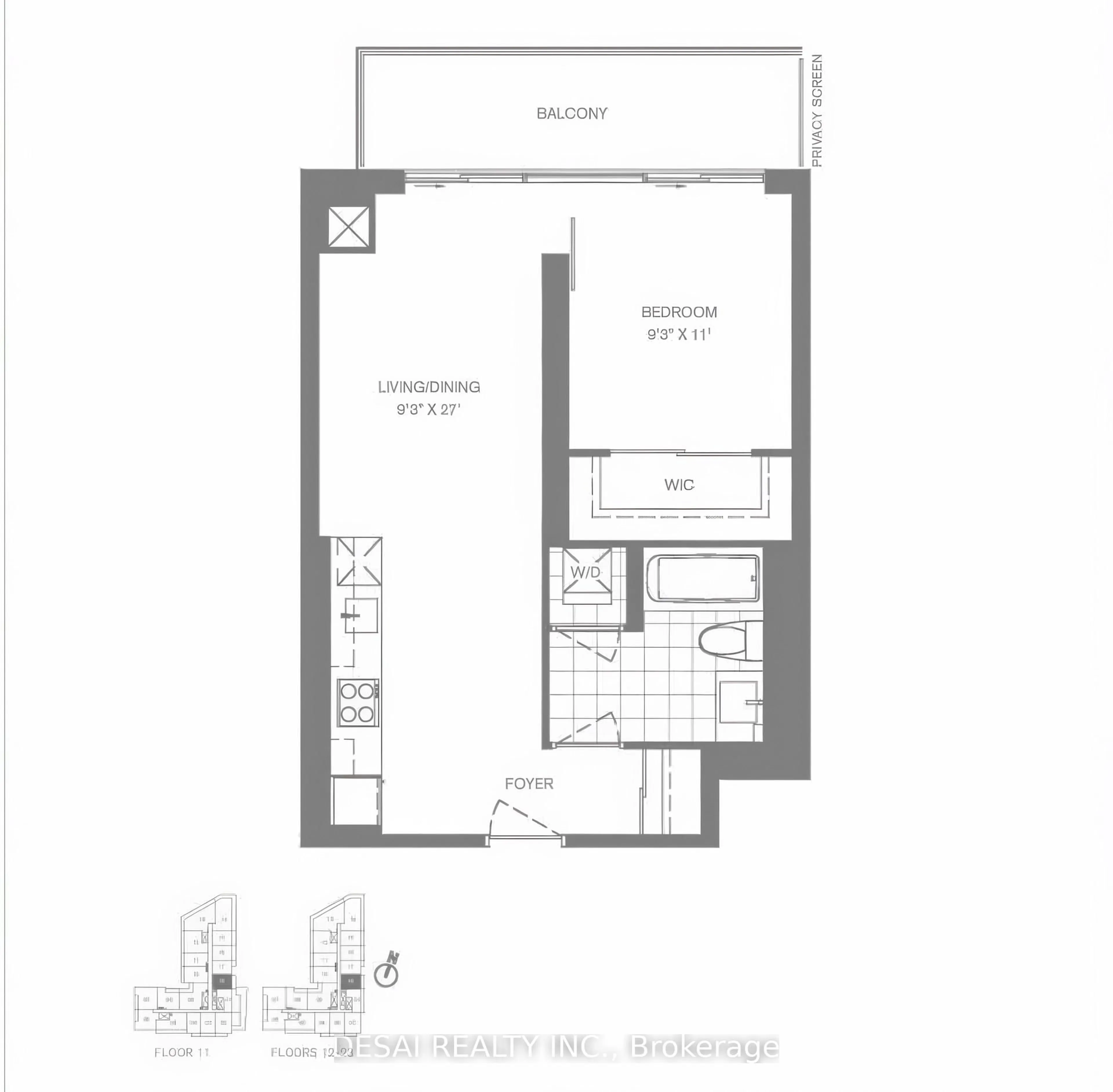 Floor plan for 352 Front St #2321, Toronto Ontario M5V 0K3