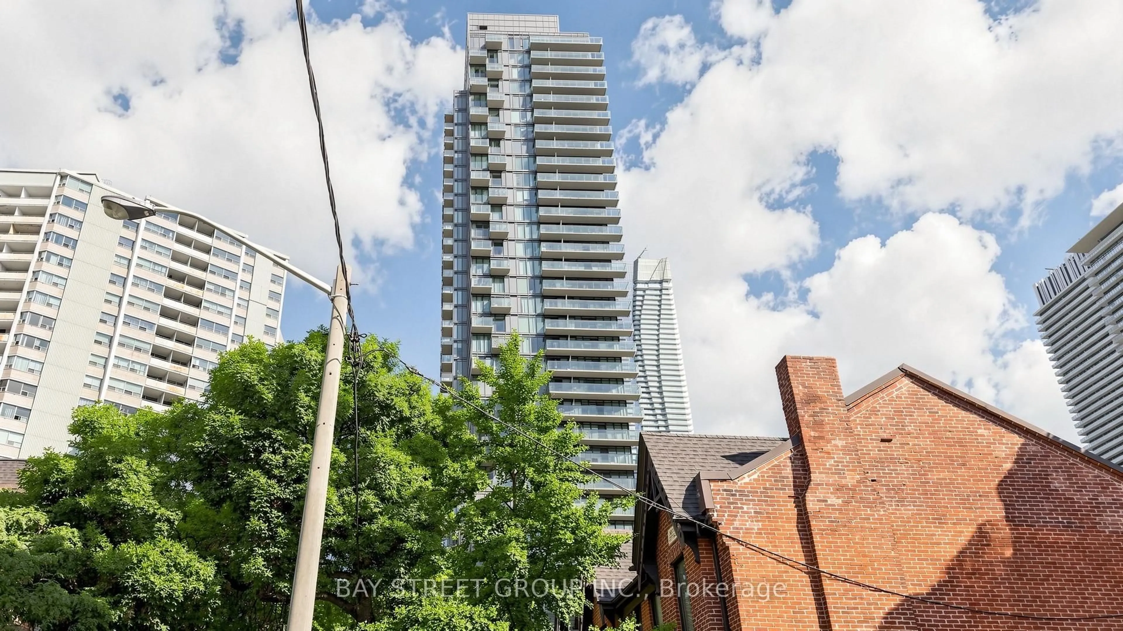 A pic from outside/outdoor area/front of a property/back of a property/a pic from drone, city buildings view from balcony for 75 St Nicholas St #311, Toronto Ontario M4Y 0A5