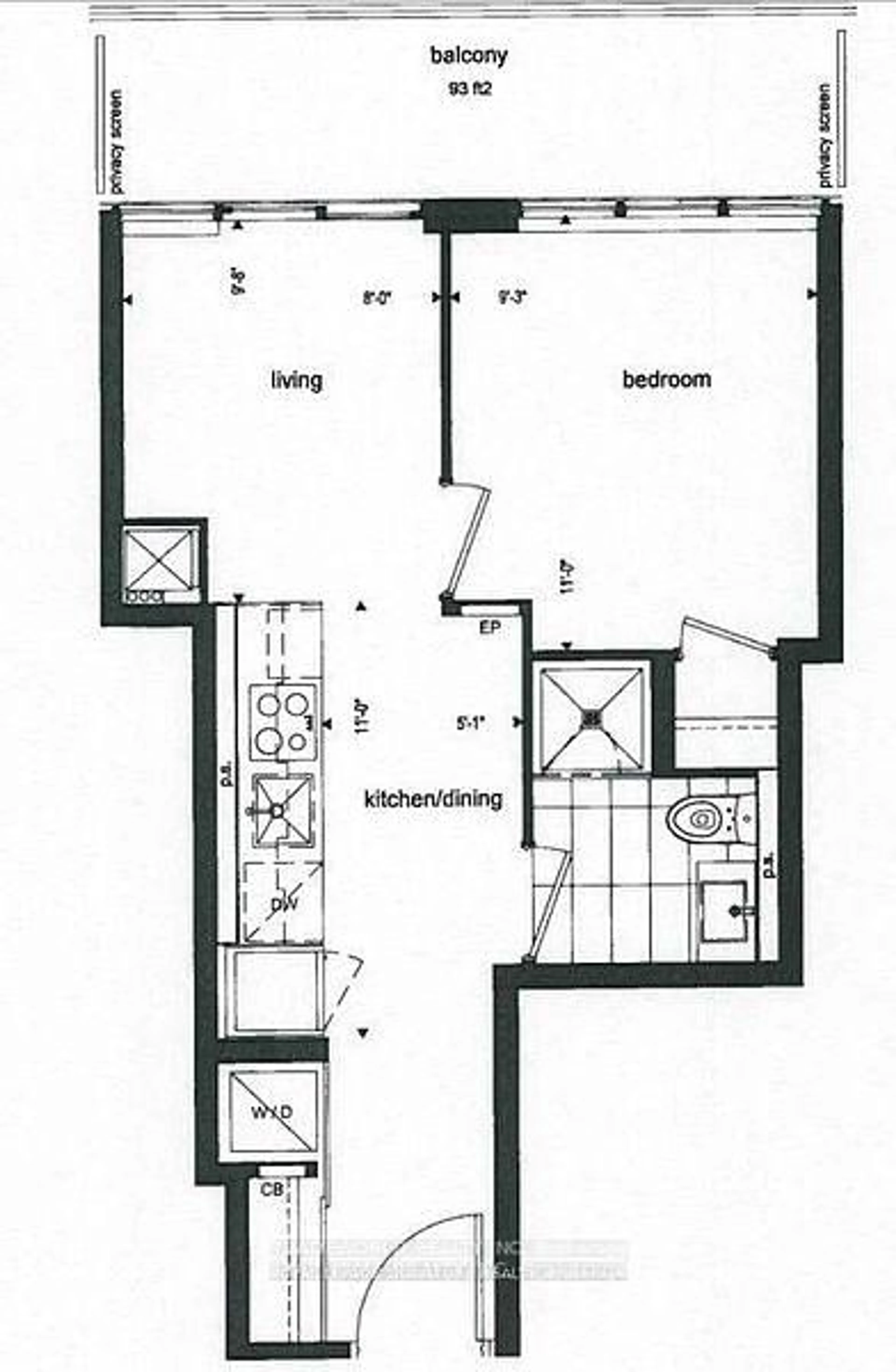 Floor plan for 99 Broadway Ave #2308, Toronto Ontario M4P 0E3