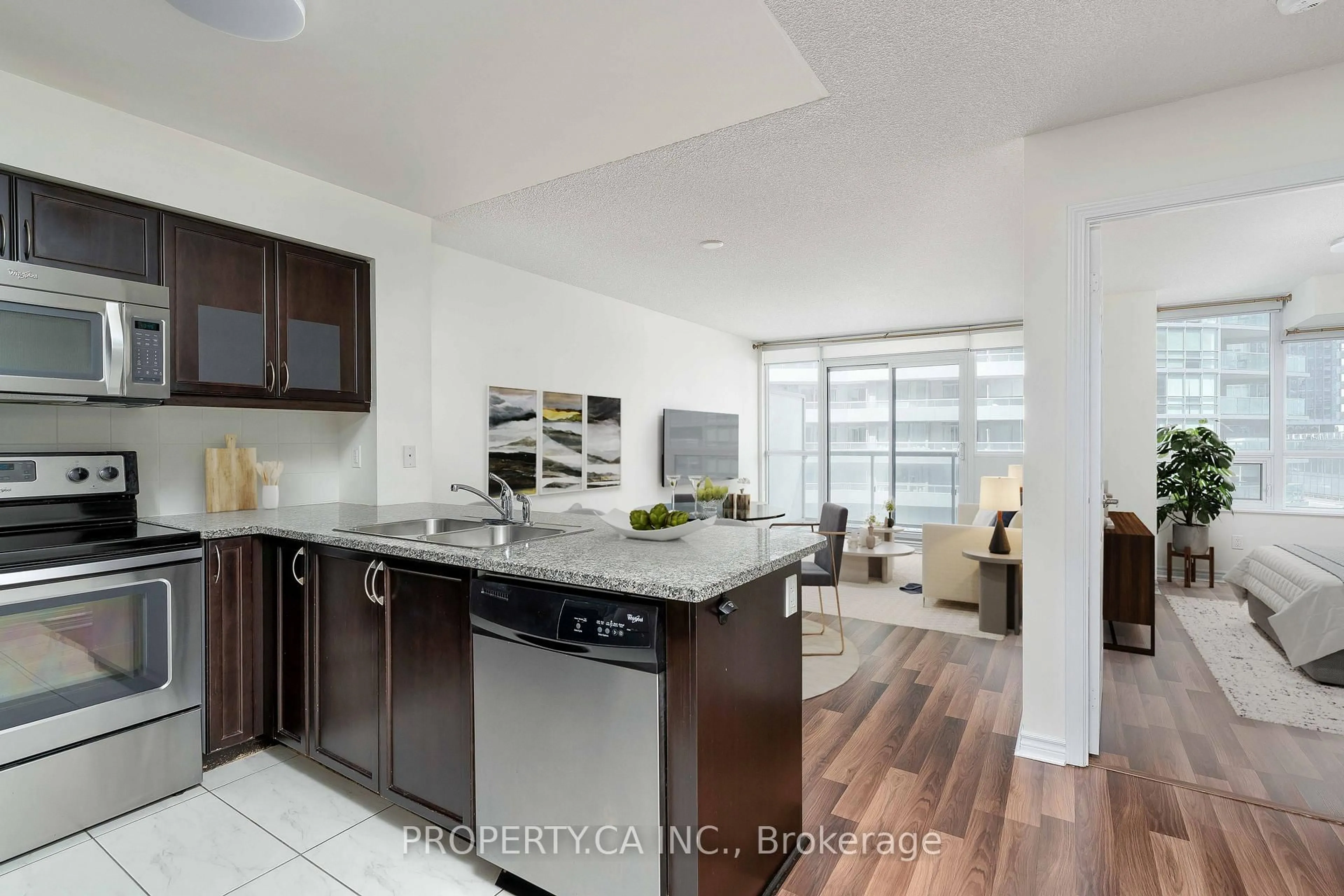Open concept kitchen, ceramic/tile floor for 25 Lower Simcoe St #803, Toronto Ontario M5J 3A1