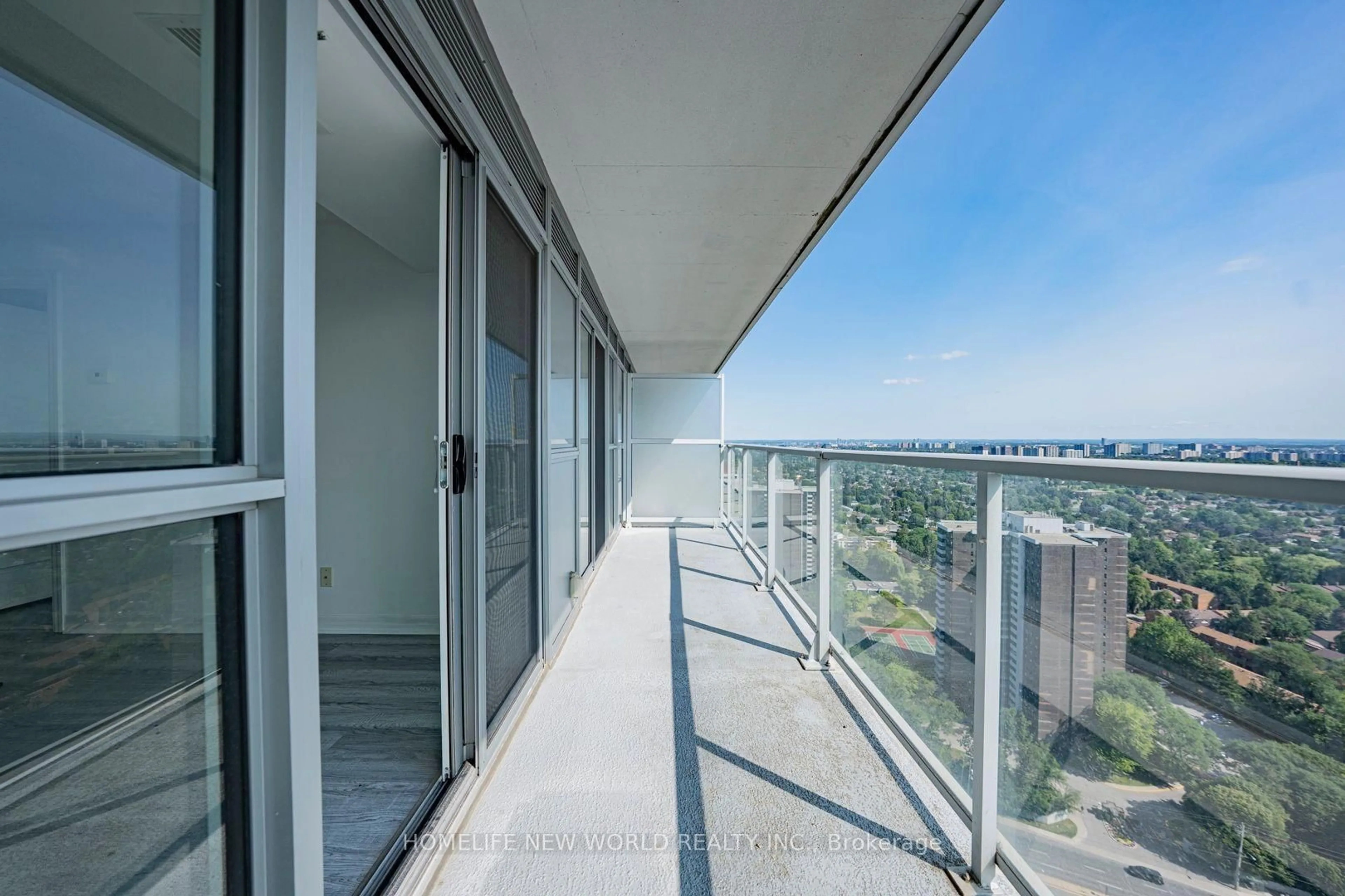 Balcony in the apartment, city buildings view from balcony for 275 Yorkland Rd #3207, Toronto Ontario M2J 0B4