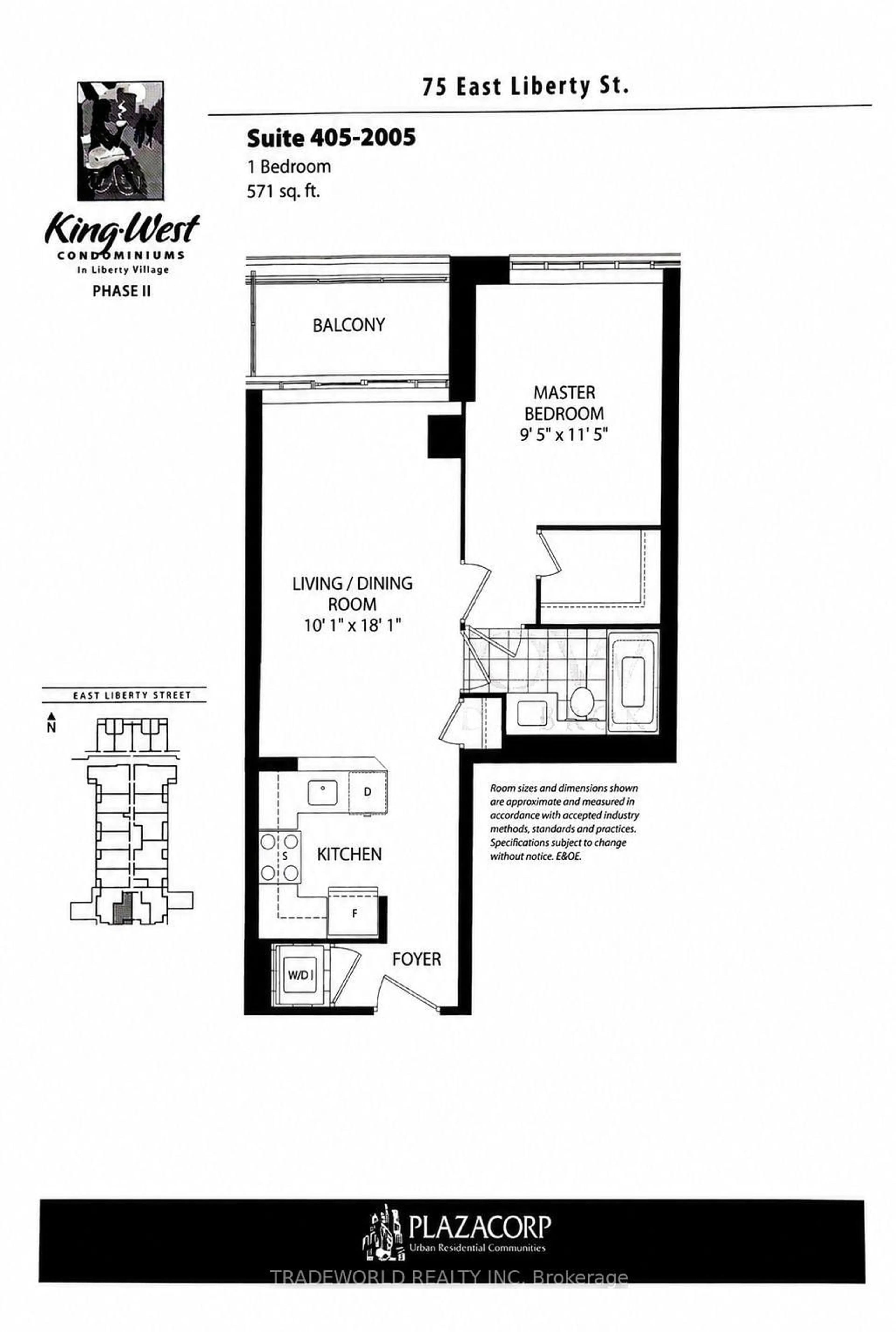 Floor plan for 75 East Liberty St #1205, Toronto Ontario M6K 3R3