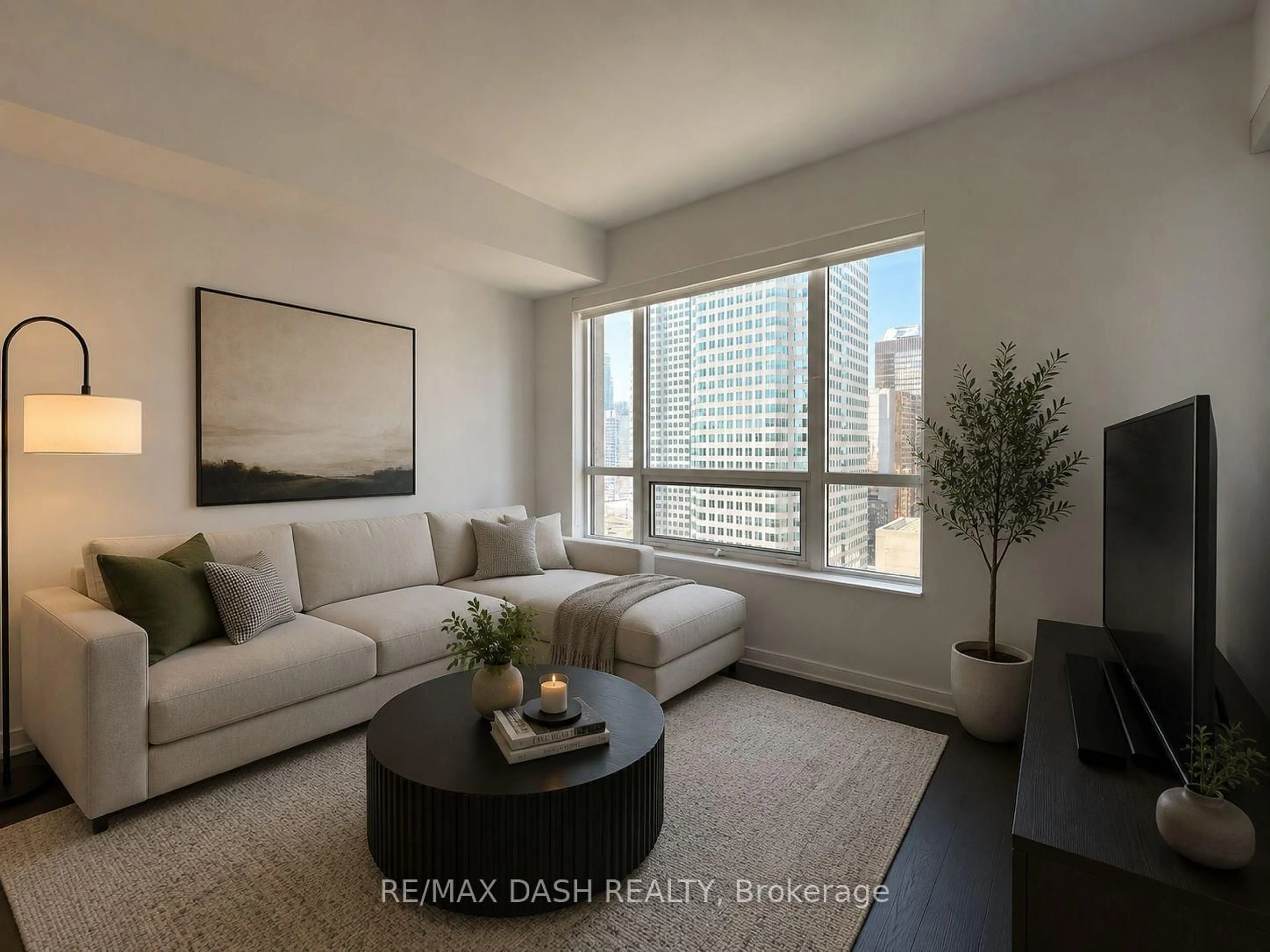 Living room with furniture, unknown for 88 Scott St #2501, Toronto Ontario M5E 0A9