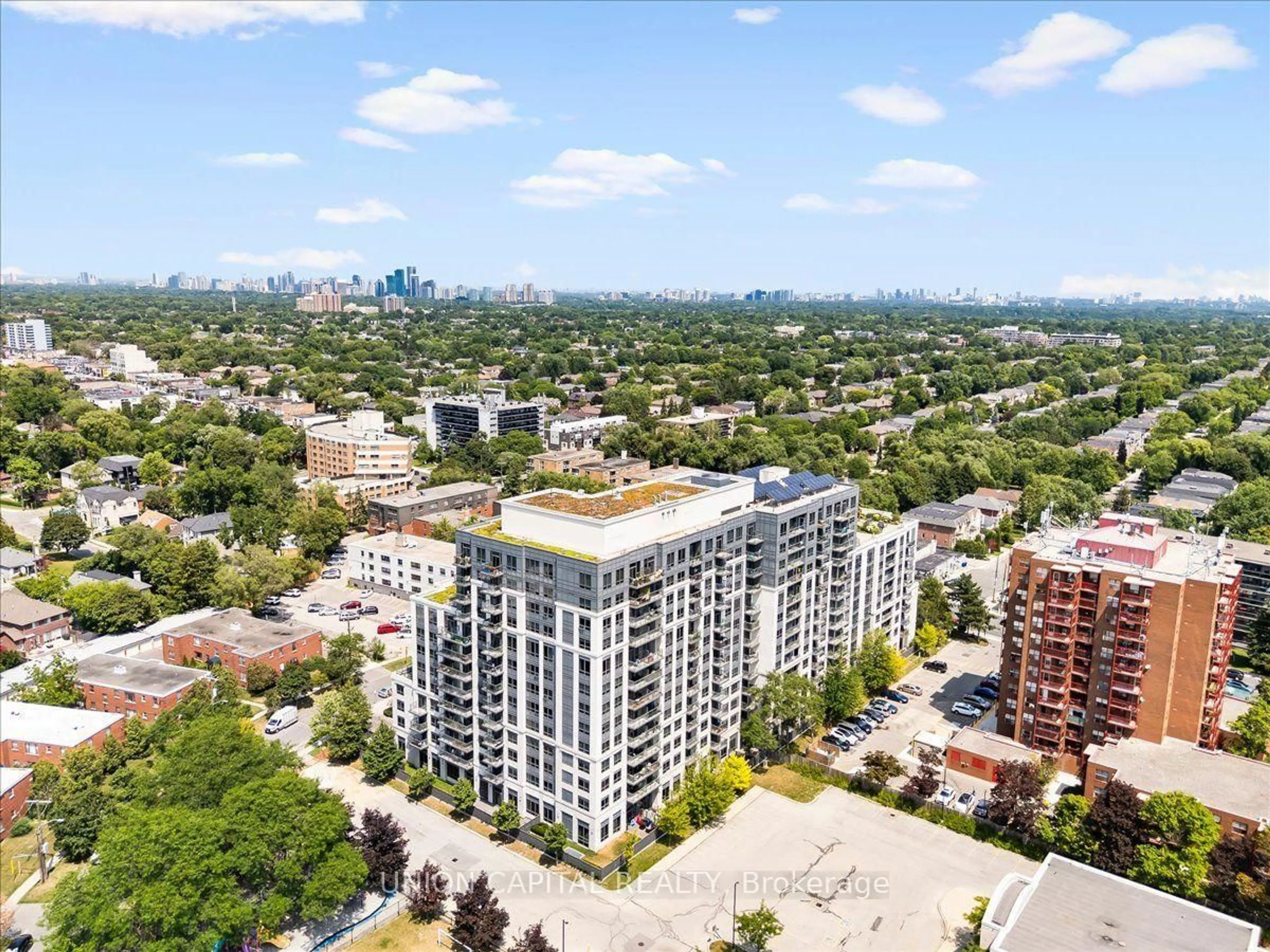 A pic from outside/outdoor area/front of a property/back of a property/a pic from drone, city buildings view from balcony for 35 Saranac Blvd #609, Toronto Ontario M6A 2G4