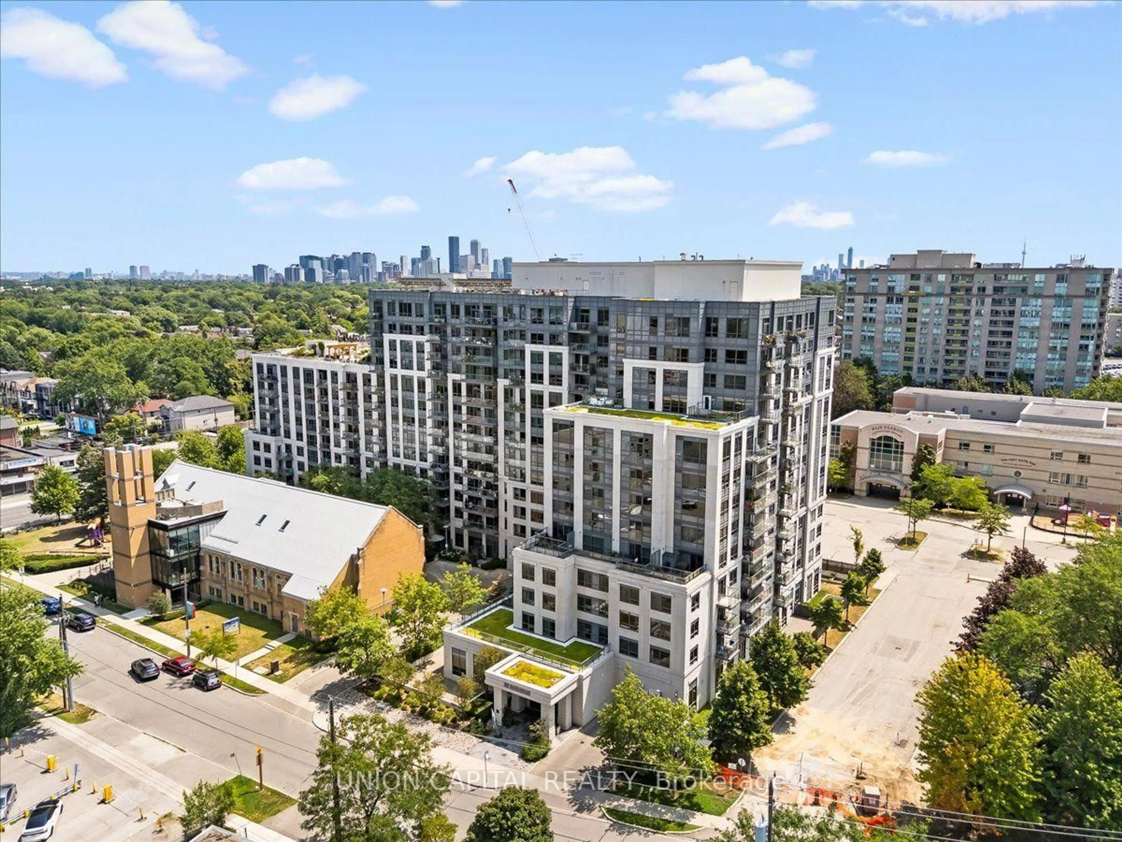 A pic from outside/outdoor area/front of a property/back of a property/a pic from drone, city buildings view from balcony for 35 Saranac Blvd #609, Toronto Ontario M6A 2G4