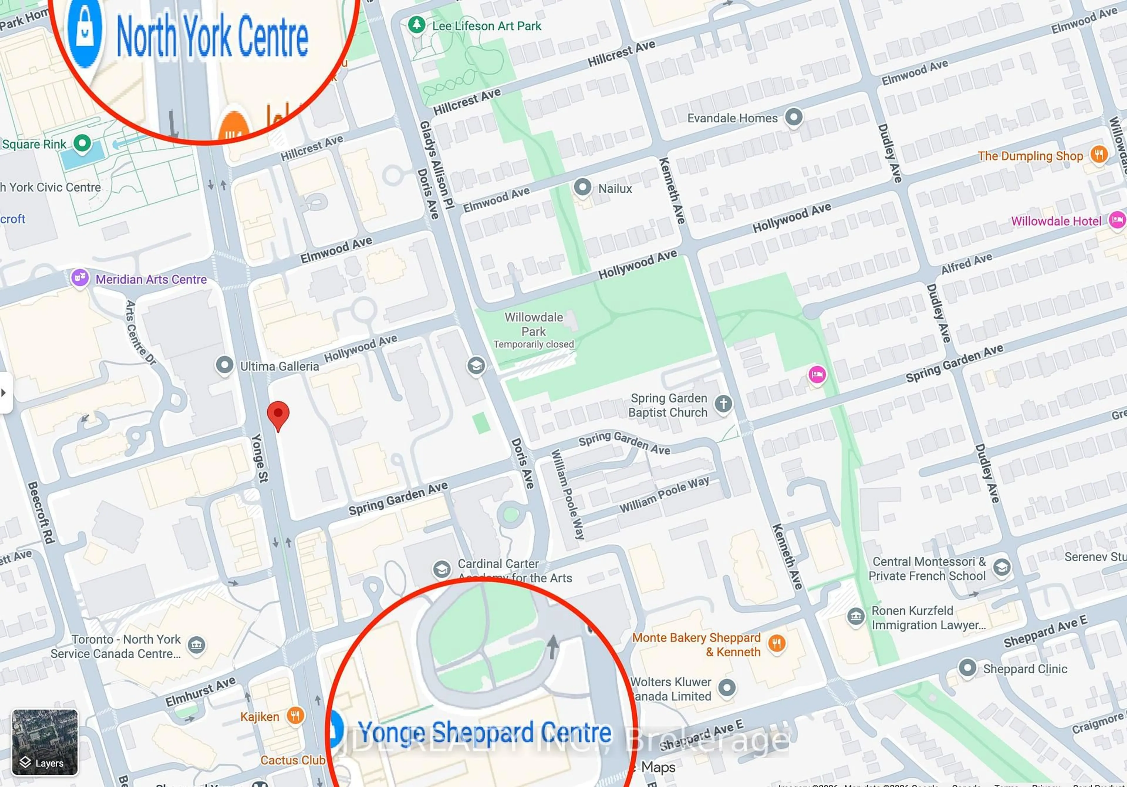 Picture of a map for 4955 Yonge St #1010, Toronto Ontario M2N 5N6