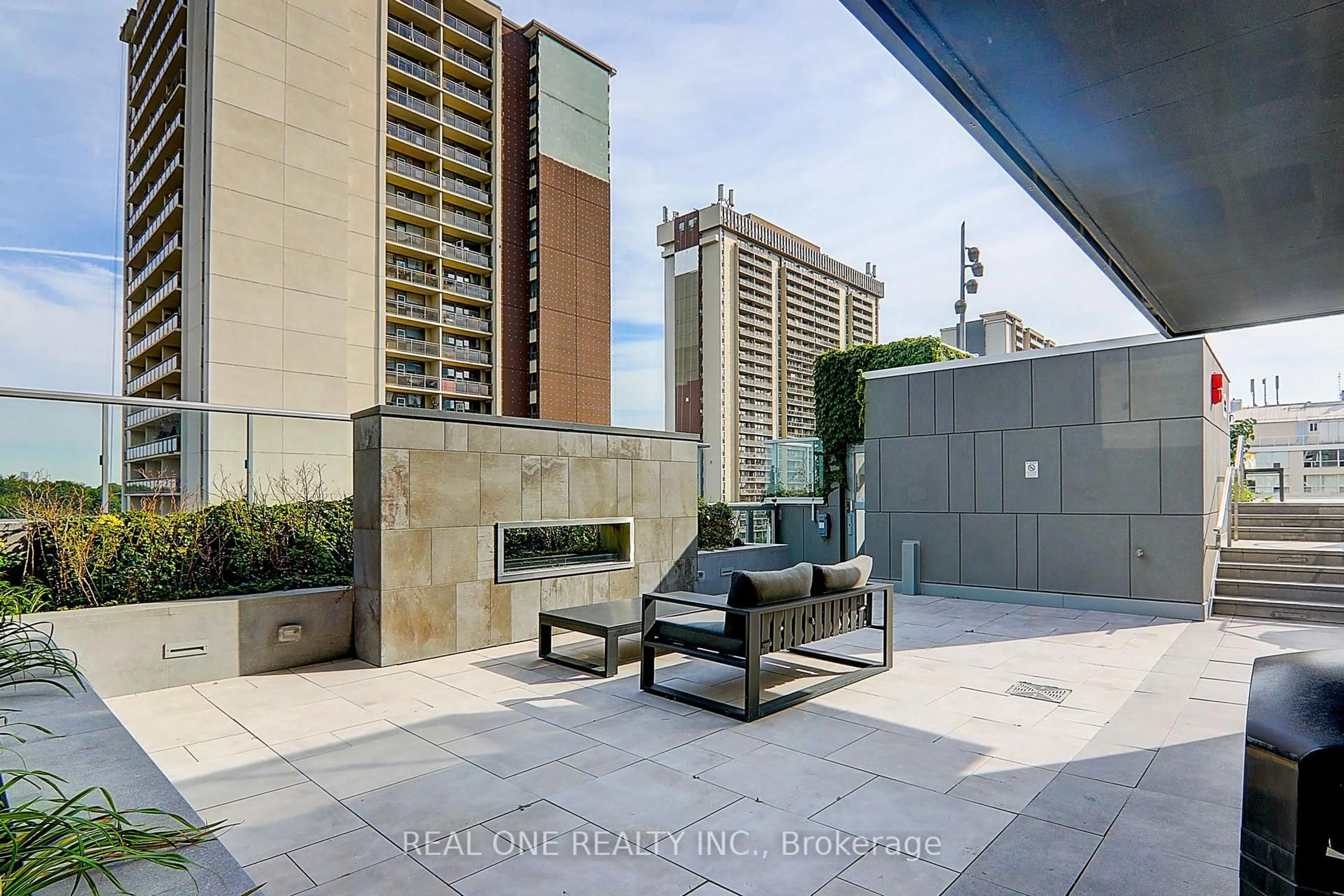 Patio, city buildings view from balcony for 101 Erskine Ave #0915, Toronto Ontario M4P 1Y5