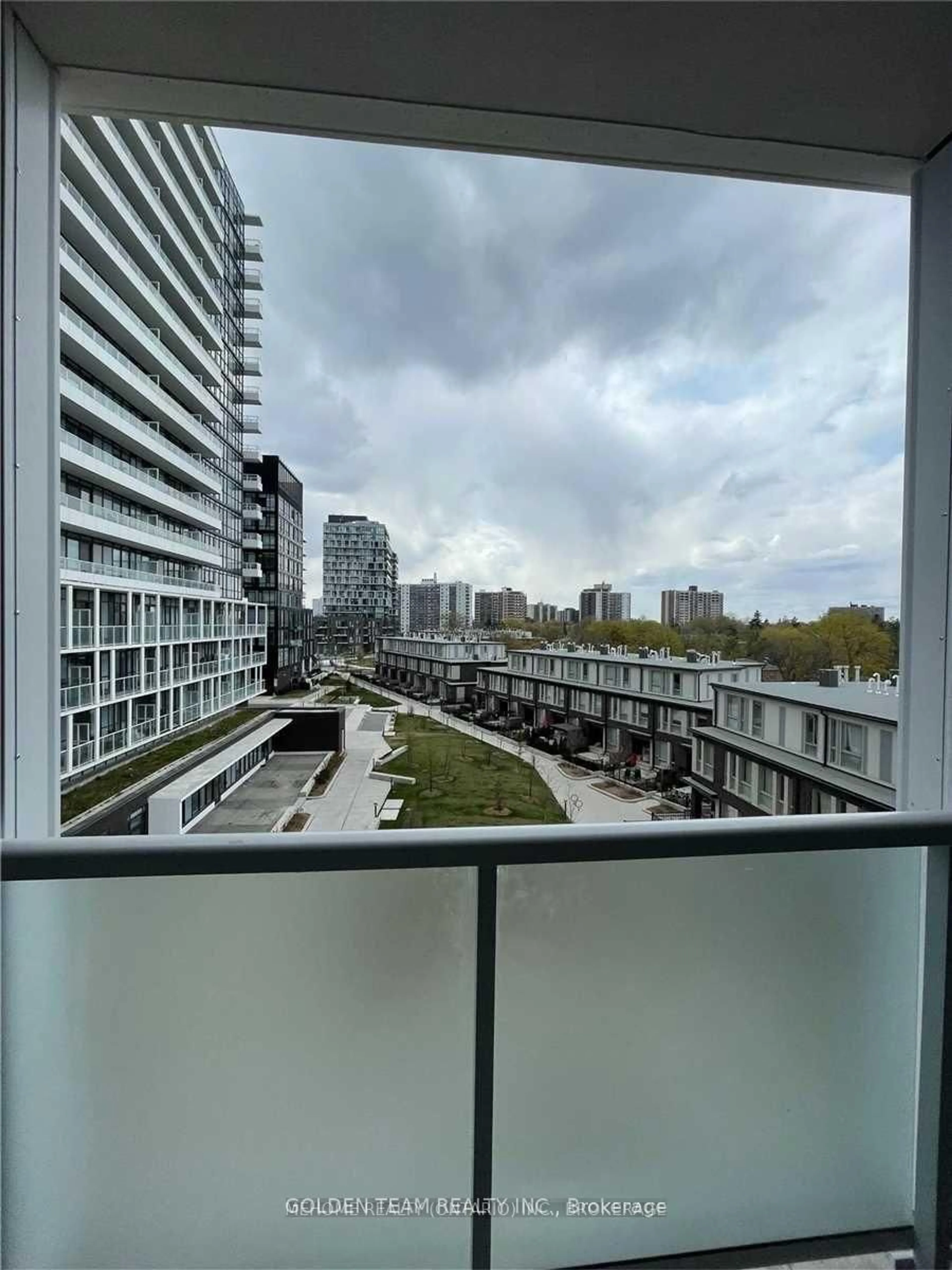 Balcony in the apartment, city buildings view from balcony for 188 Fairview Mall Dr #506, Toronto Ontario M2J 0H7