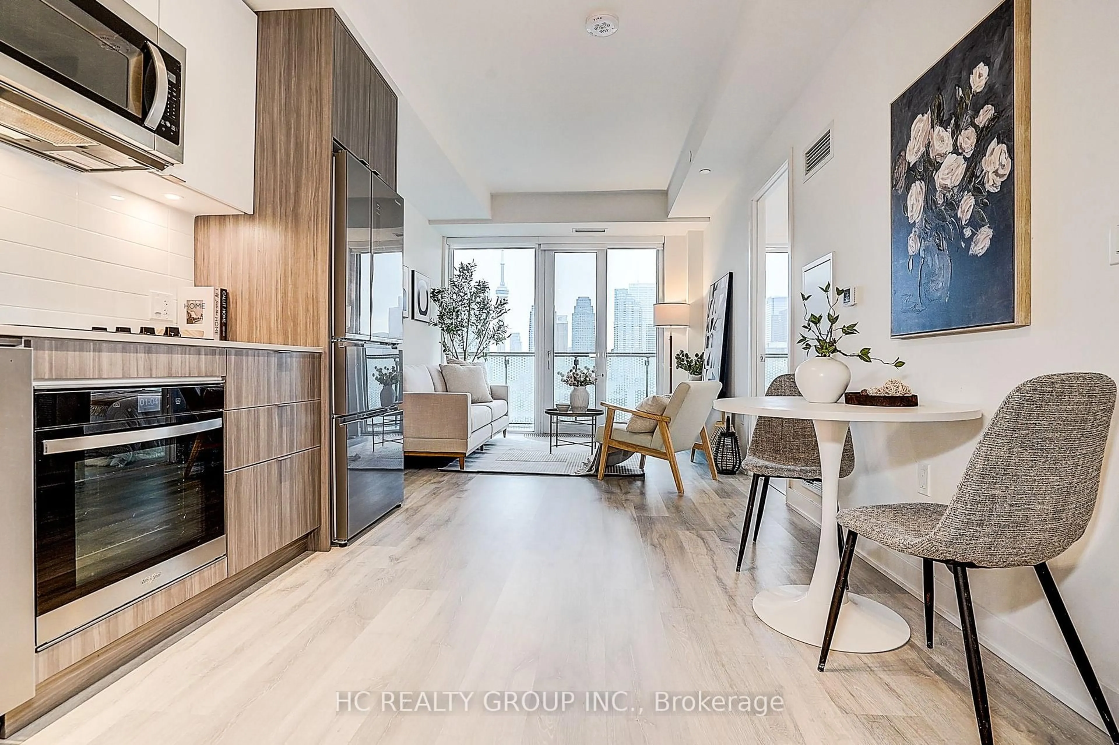 Open concept kitchen, wood/laminate floor for 135 Lower Sherbourne St #2830, Toronto Ontario M5A 1Y4