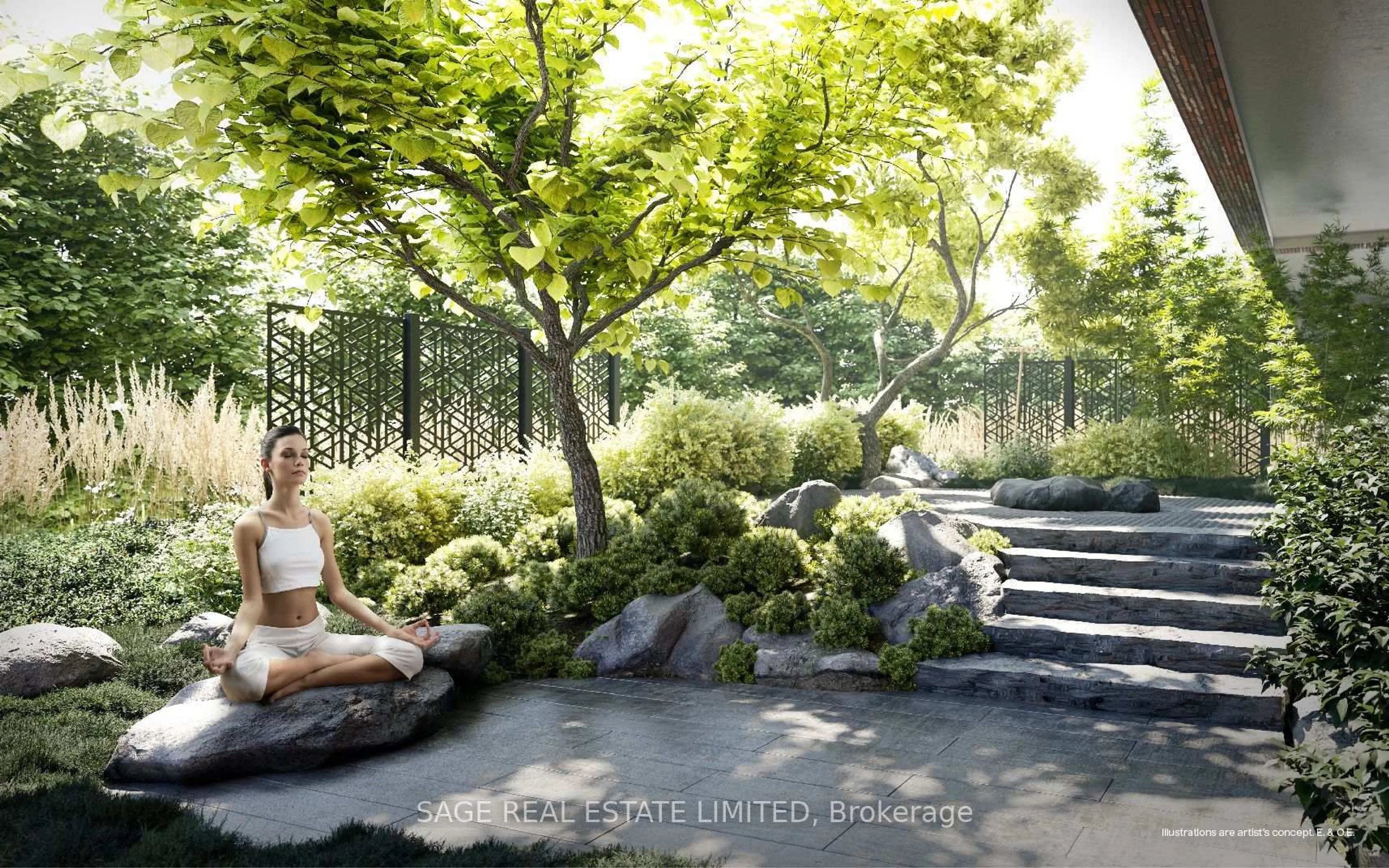 Patio, forest/trees view for 109 Erskine Ave #101, Toronto Ontario M4P 1Y5