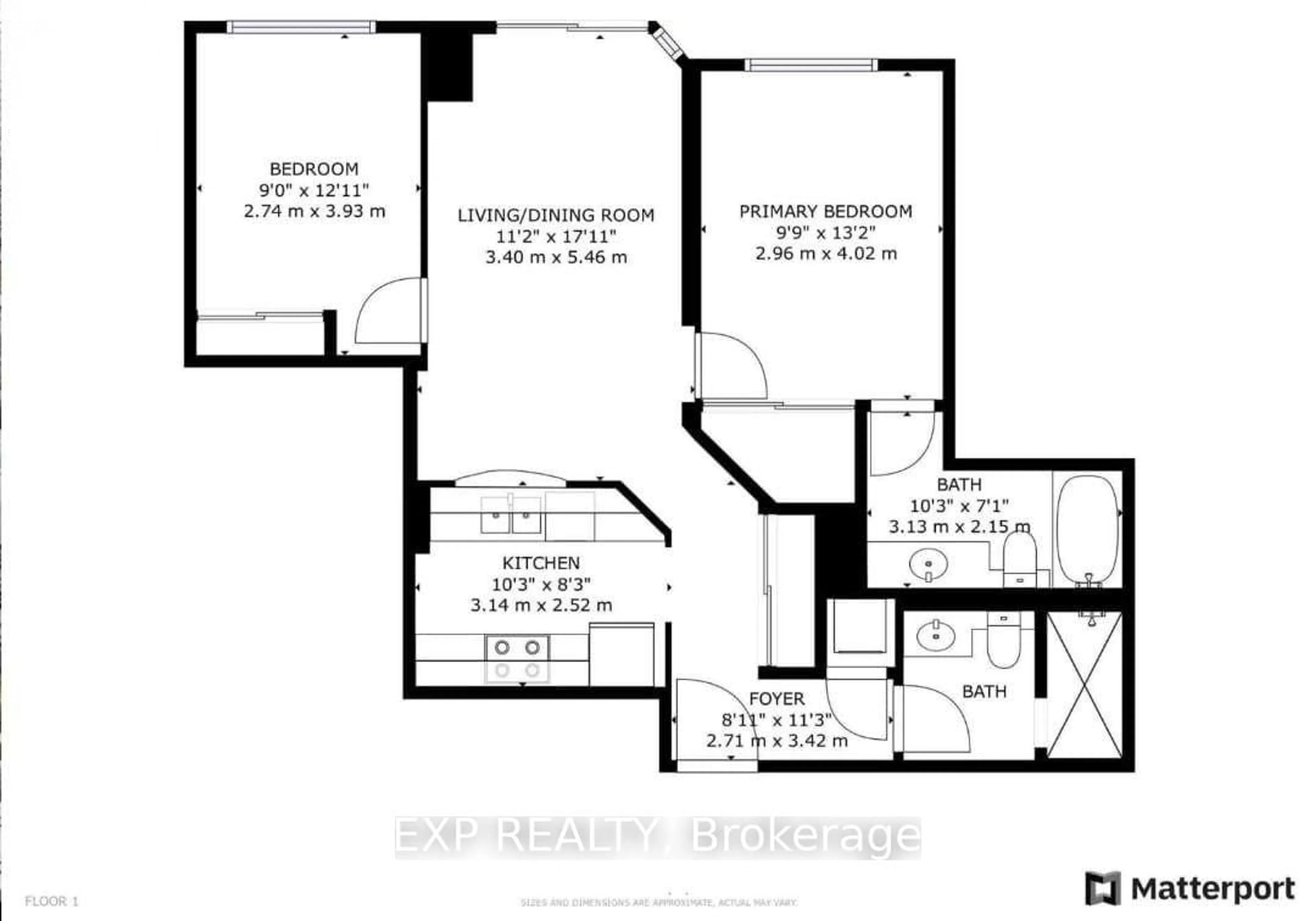 Floor plan for 1700 Eglinton Ave #522, Toronto Ontario M4A 1J7