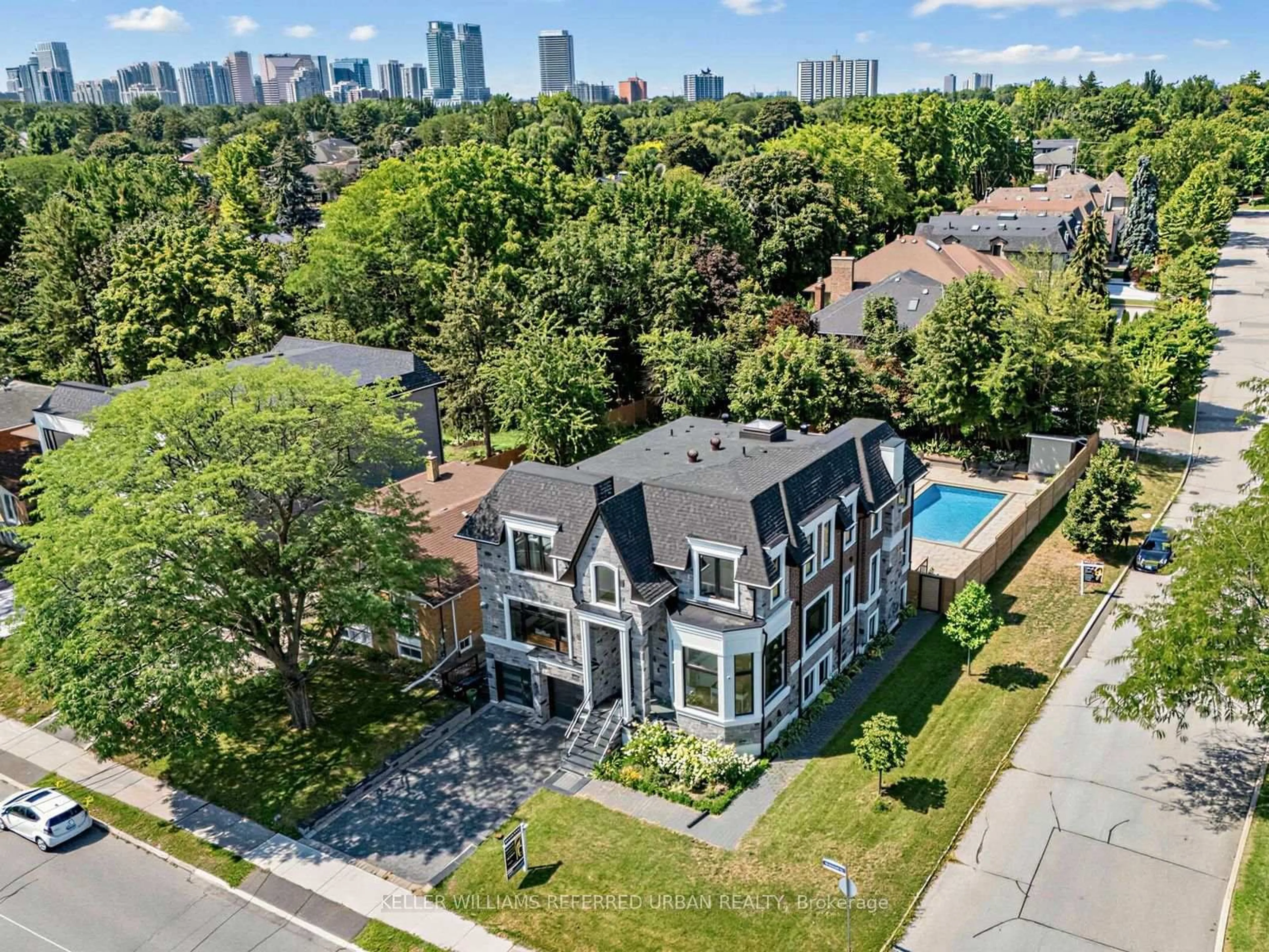 A pic from outside/outdoor area/front of a property/back of a property/a pic from drone, city buildings view from balcony for 35 Lloydminster Cres, Toronto Ontario M2M 2R9