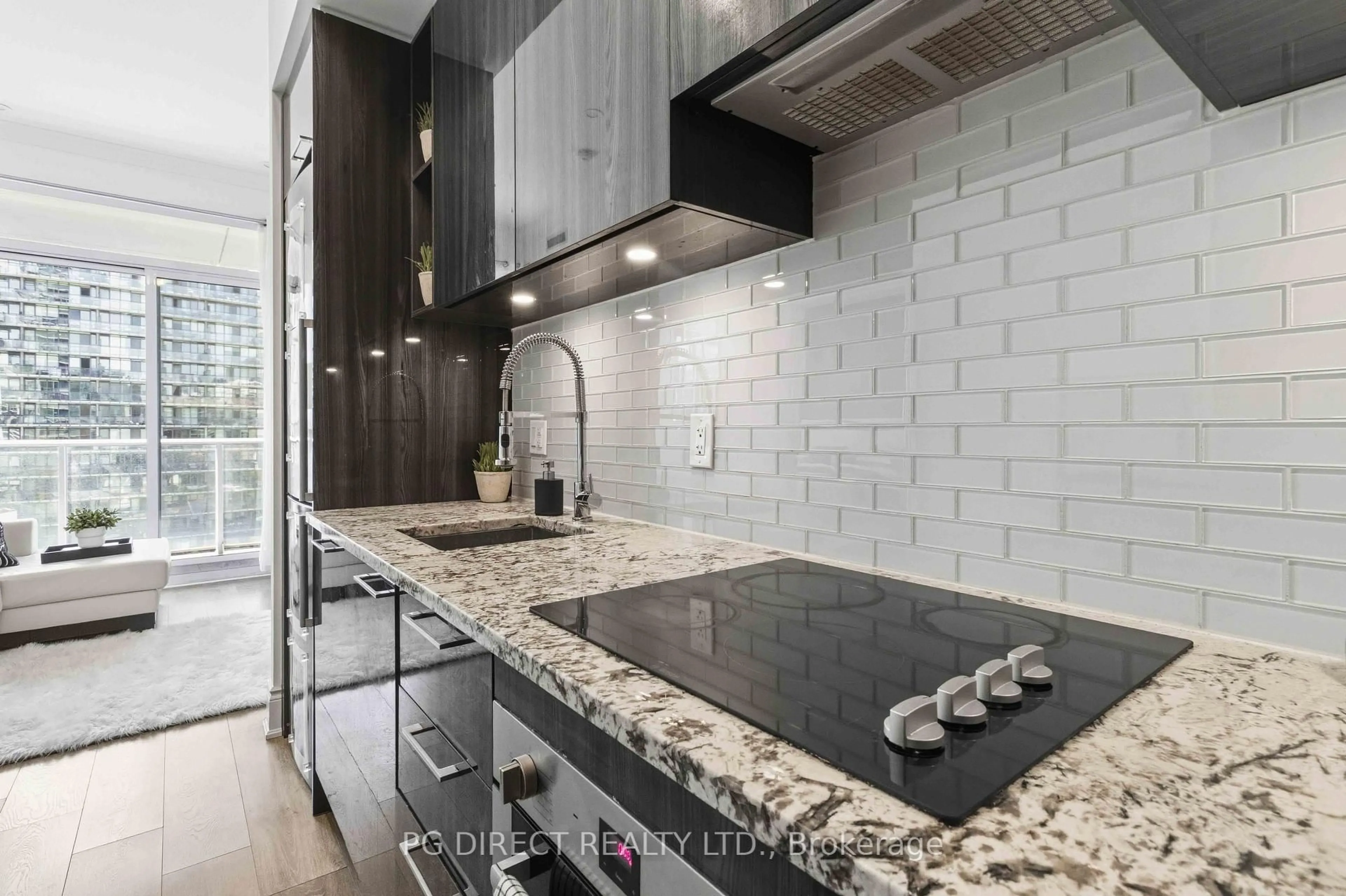 Contemporary kitchen, ceramic/tile floor for 120 Parliament St #713, Toronto Ontario M5A 0N6