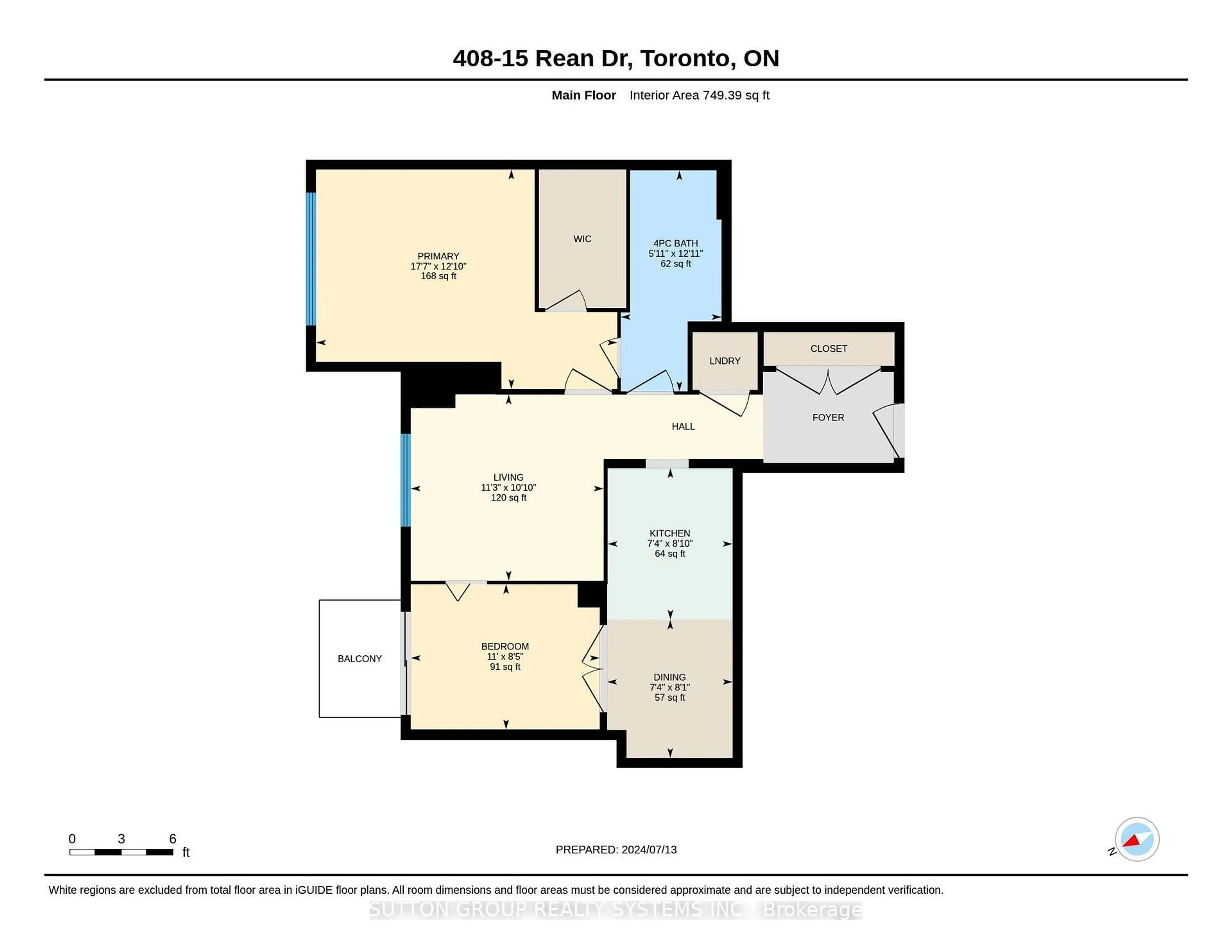 Floor plan for 15 Rean Dr #408, Toronto Ontario M2K 0A7