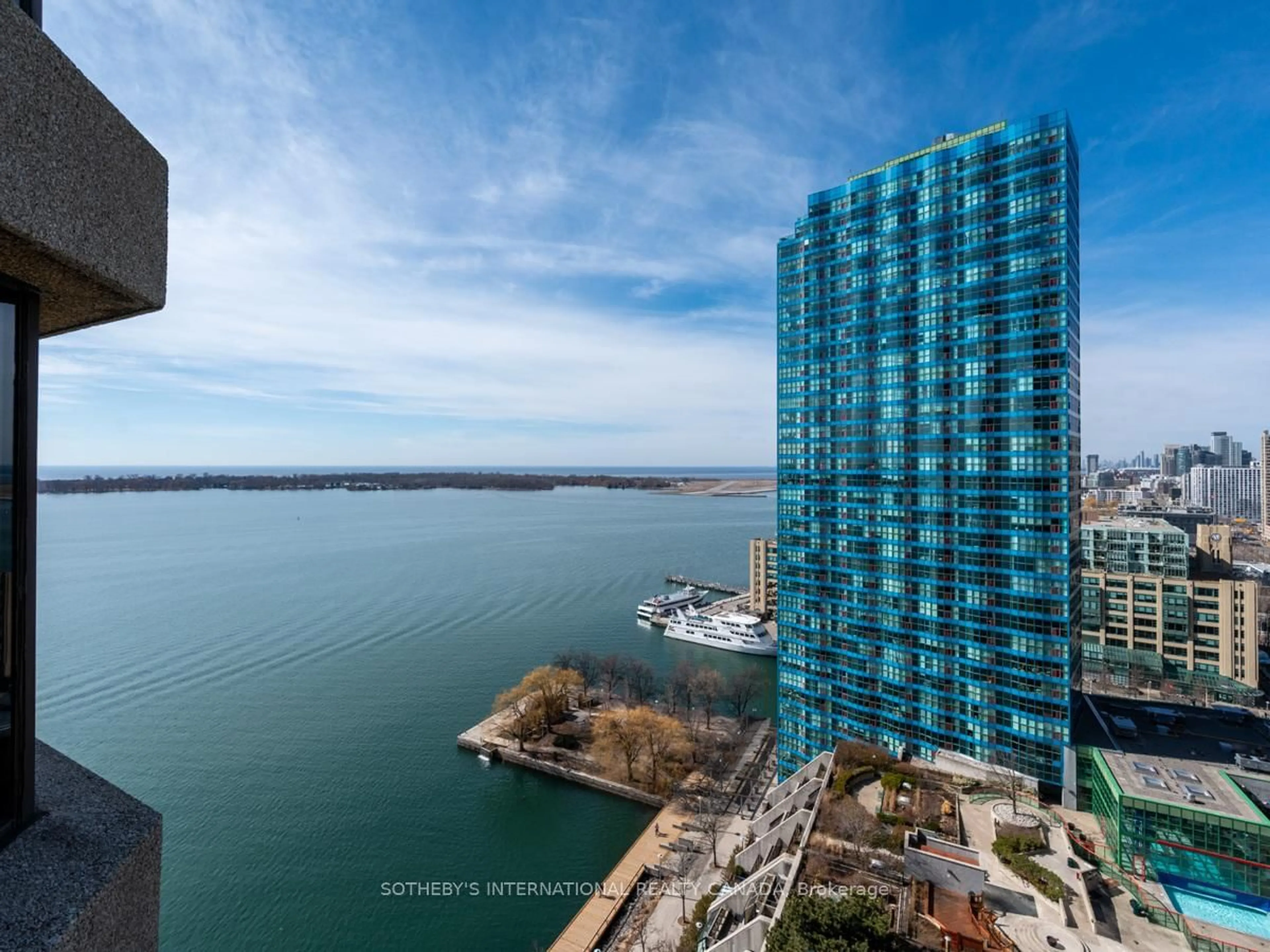A pic from outside/outdoor area/front of a property/back of a property/a pic from drone, water/lake/river/ocean view for 65 Harbour Sq #2204, Toronto Ontario M5J 2L4