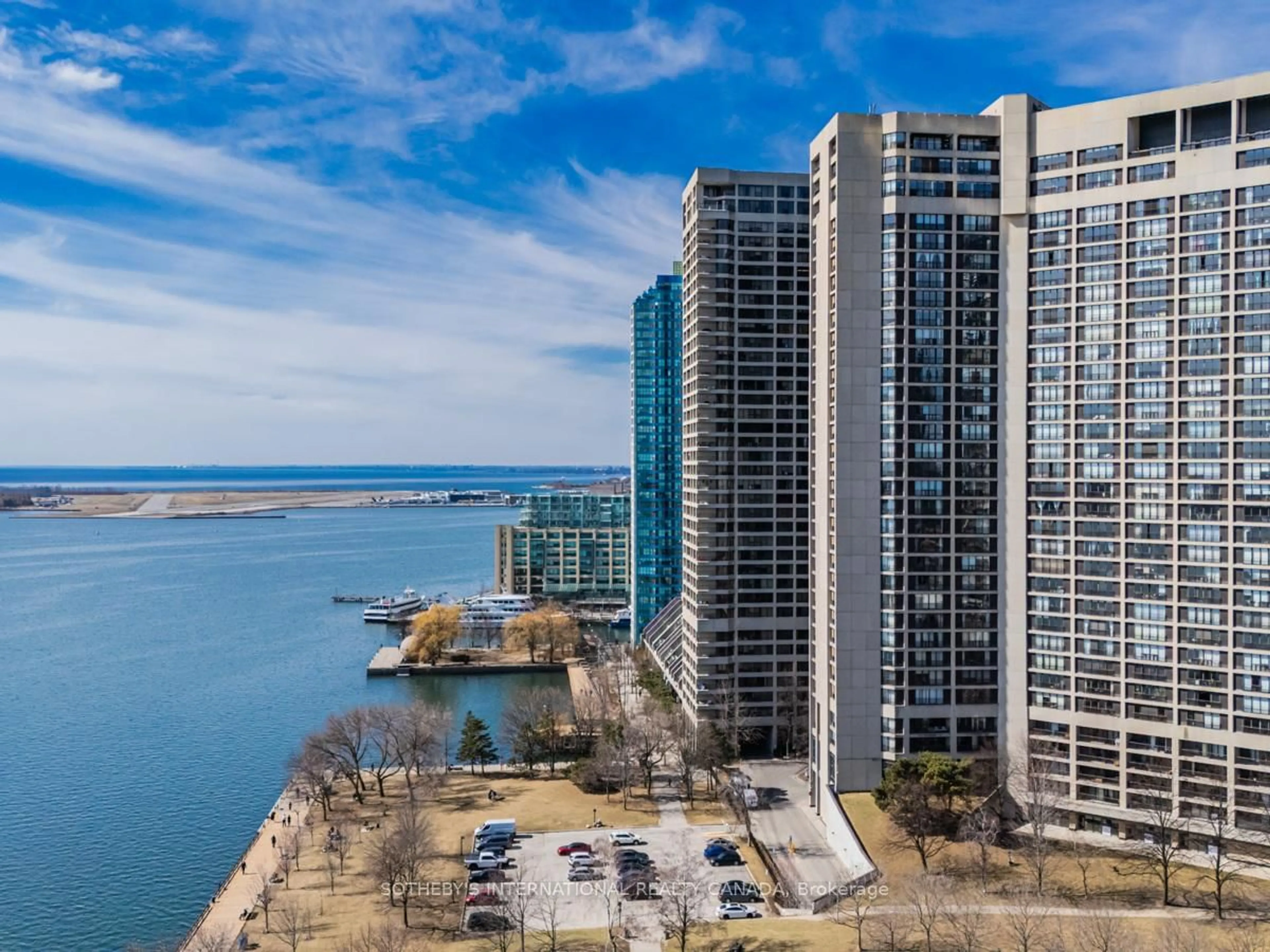 A pic from outside/outdoor area/front of a property/back of a property/a pic from drone, water/lake/river/ocean view for 65 Harbour Sq #2204, Toronto Ontario M5J 2L4