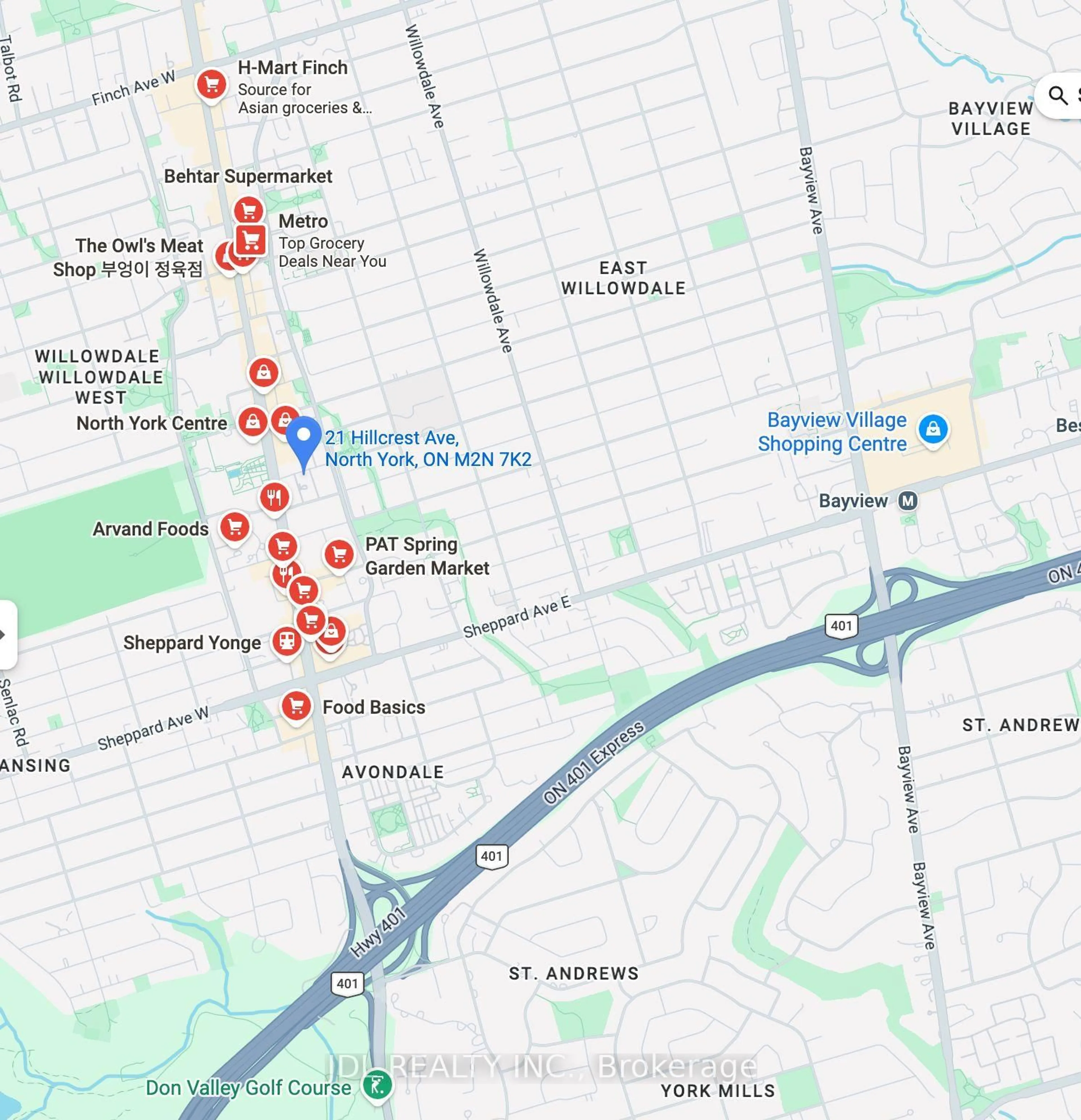 Picture of a map for 21 Hillcrest Ave #2005, Toronto Ontario M2N 7K2