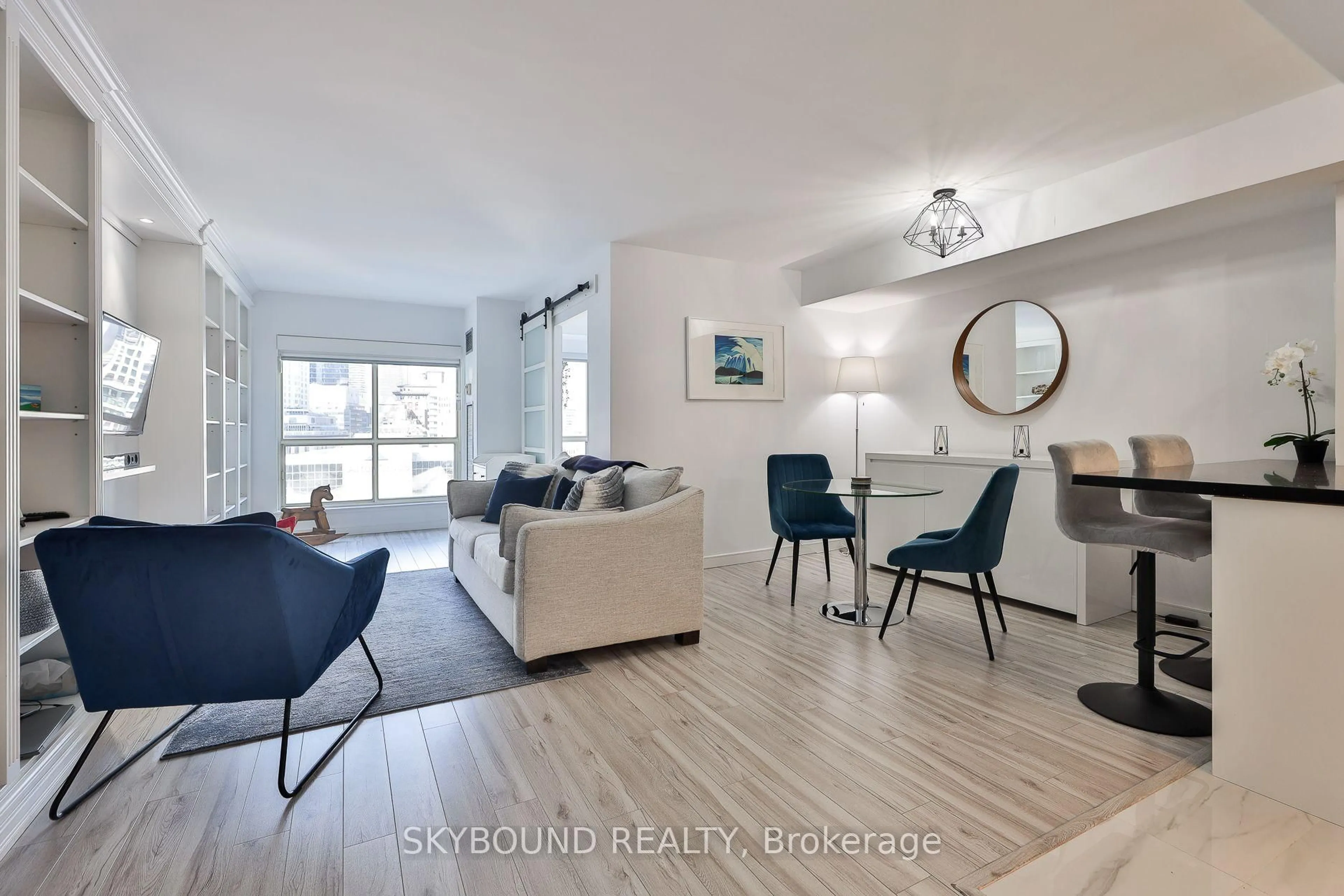 Living room with furniture, wood/laminate floor for 25 The Esplanade #2206, Toronto Ontario M5E 1W5