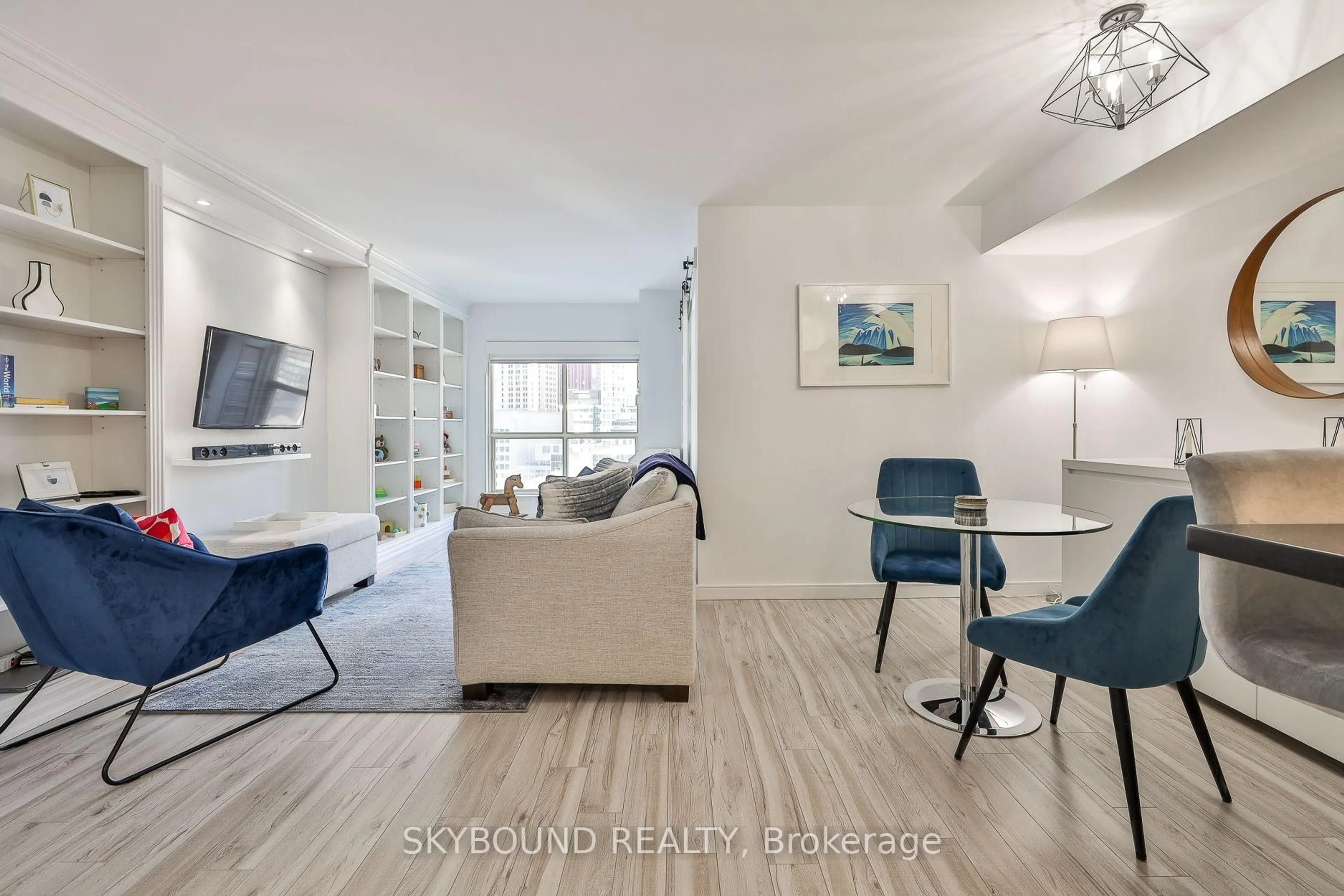 Living room with furniture, wood/laminate floor for 25 The Esplanade #2206, Toronto Ontario M5E 1W5
