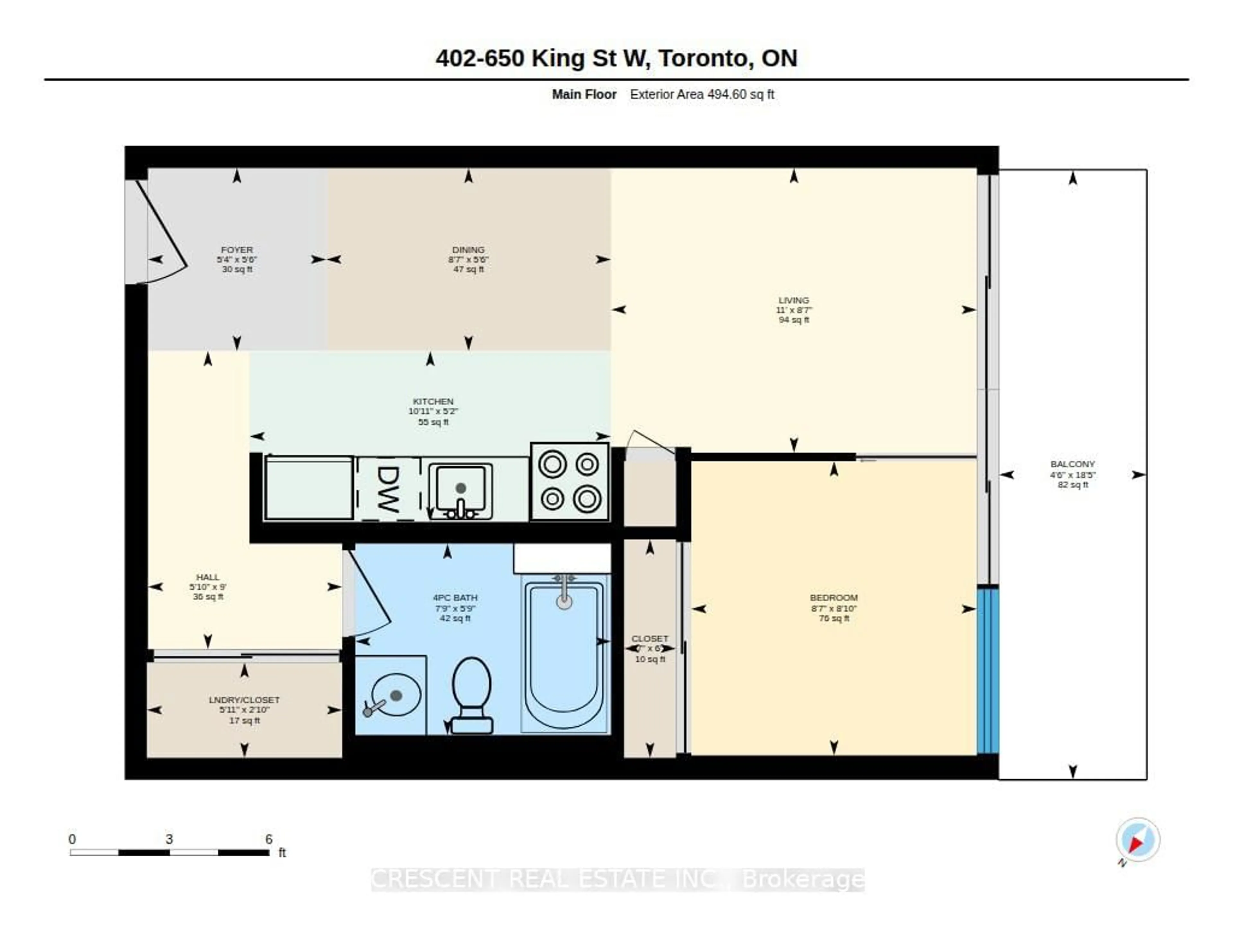 Floor plan for 650 King St #402, Toronto Ontario M5V 0H6