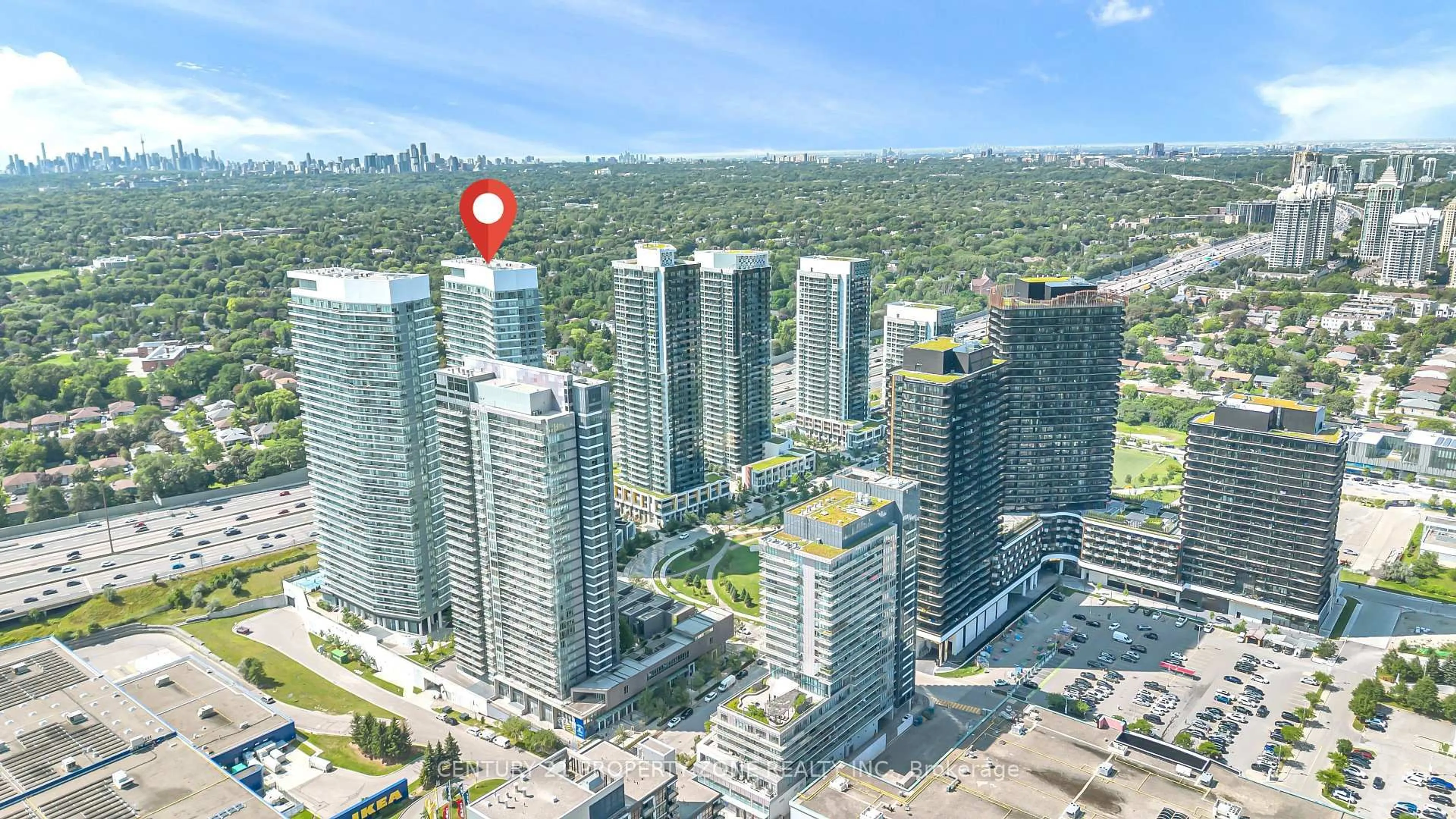 A pic from outside/outdoor area/front of a property/back of a property/a pic from drone, city buildings view from balcony for 115 Mcmahon Dr #Ph09, Toronto Ontario M2K 0E9