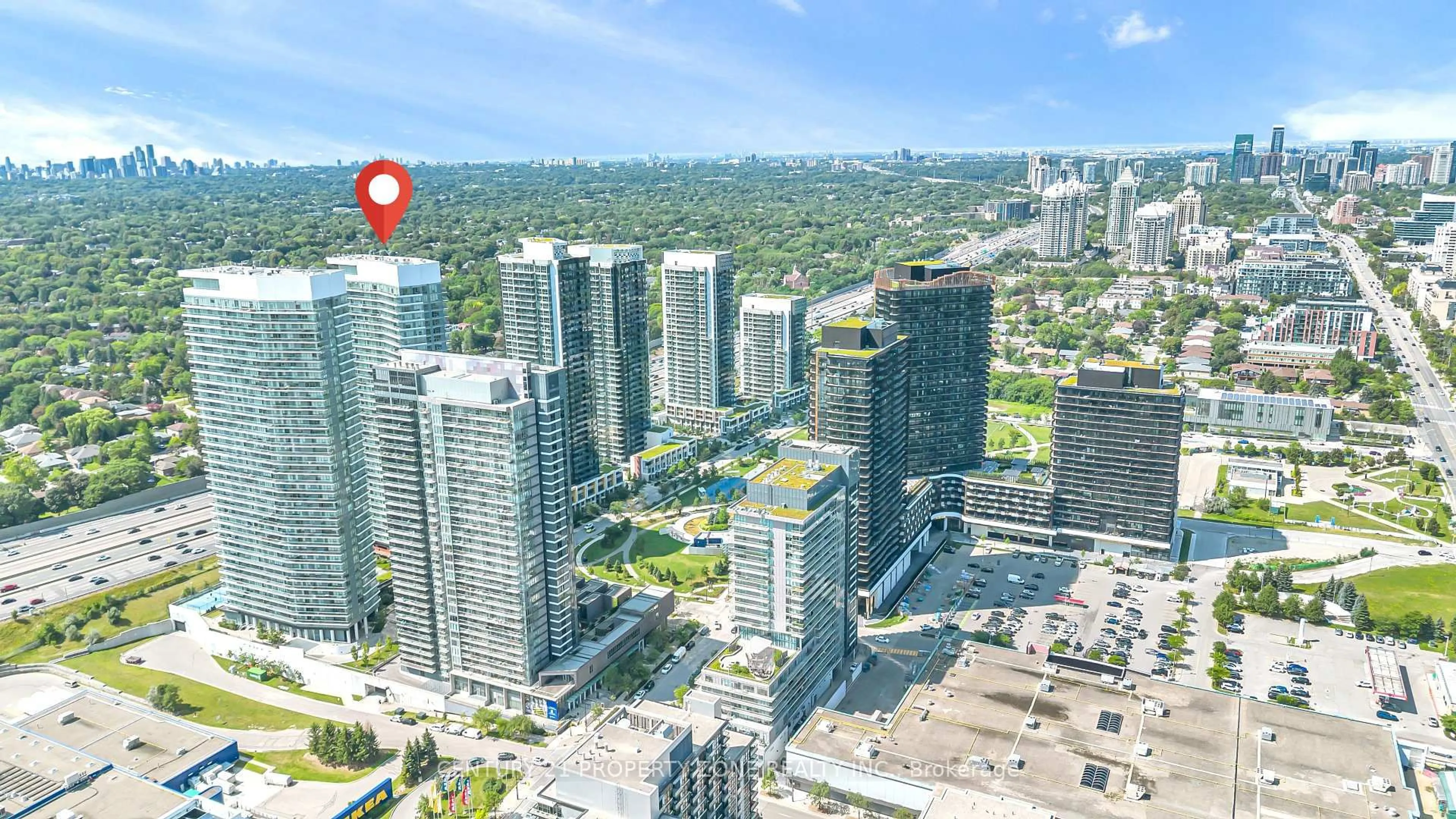 A pic from outside/outdoor area/front of a property/back of a property/a pic from drone, city buildings view from balcony for 115 Mcmahon Dr #Ph09, Toronto Ontario M2K 0E9