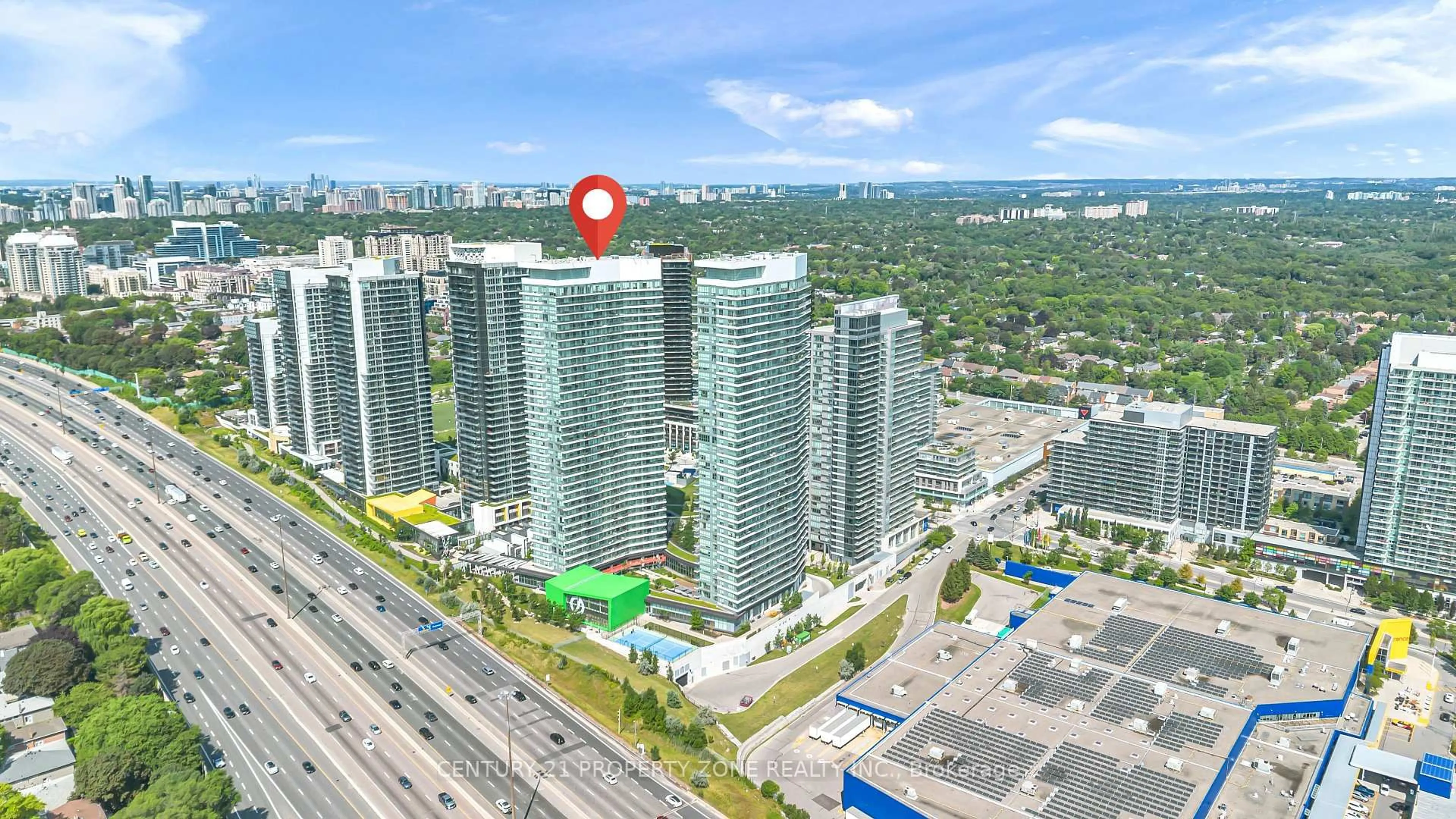 A pic from outside/outdoor area/front of a property/back of a property/a pic from drone, city buildings view from balcony for 115 Mcmahon Dr #Ph09, Toronto Ontario M2K 0E9