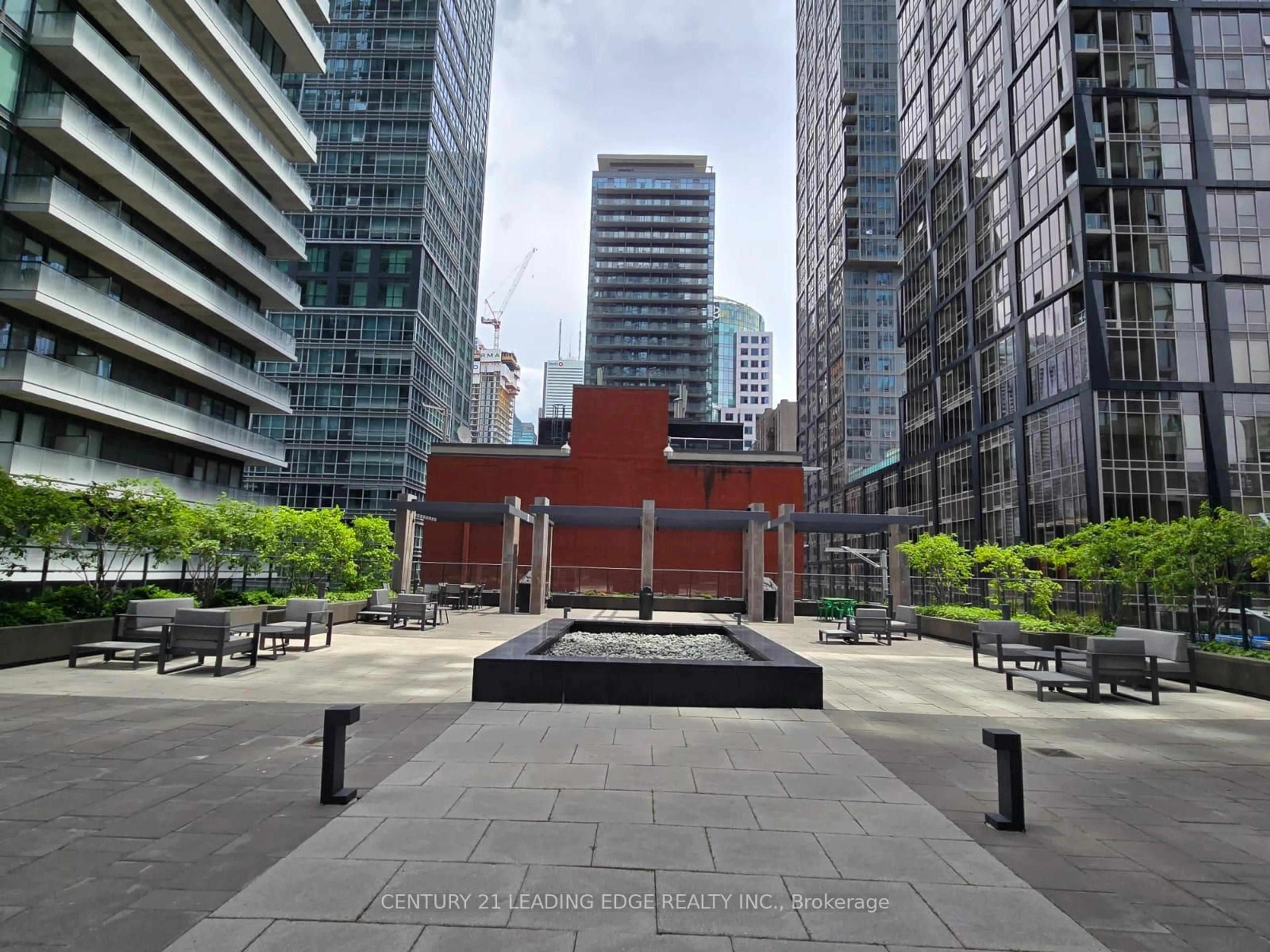 Patio, city buildings view from balcony for 125 Blue Jays Way #3303, Toronto Ontario M5V 0N5