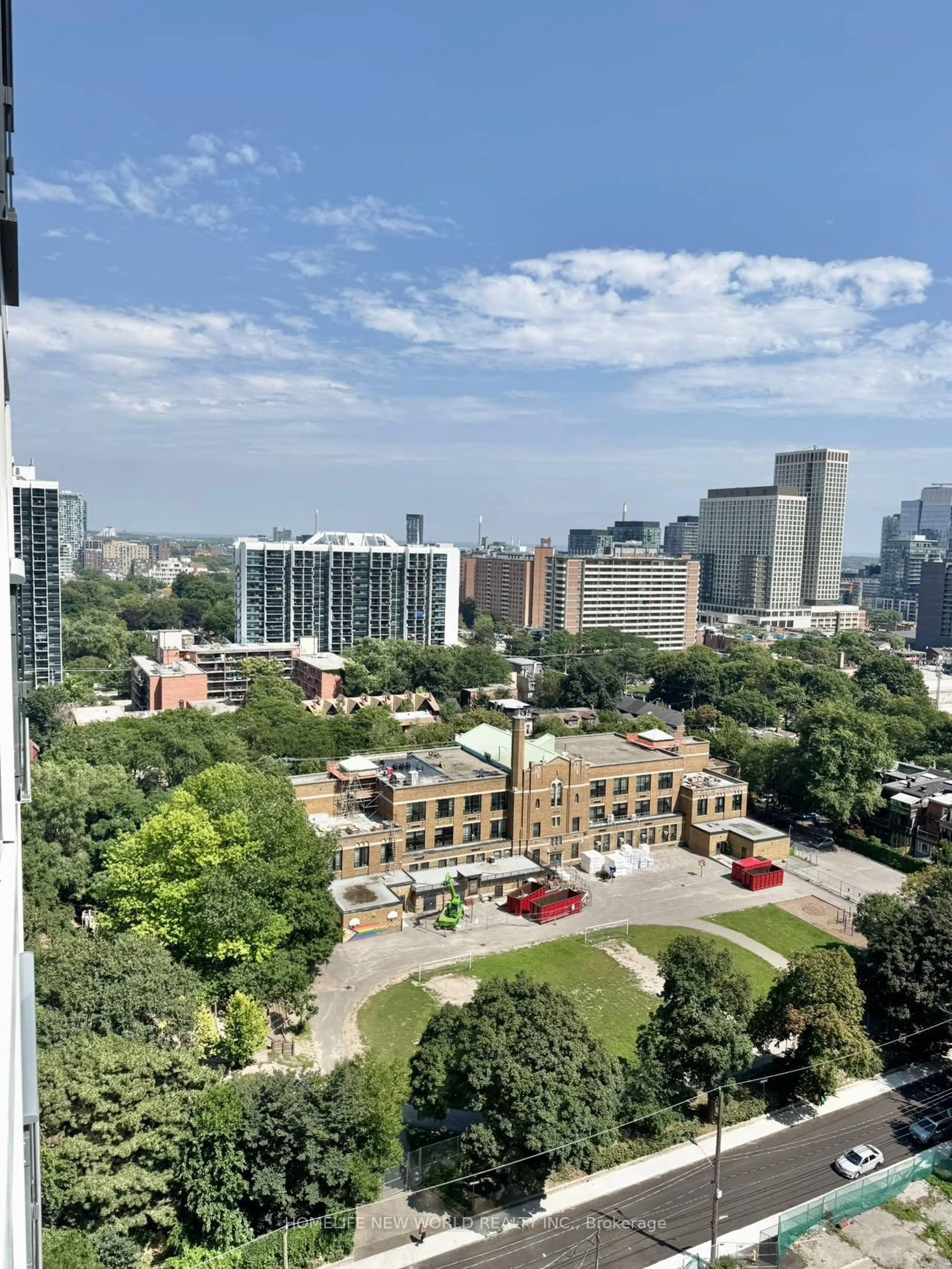 A pic from outside/outdoor area/front of a property/back of a property/a pic from drone, city buildings view from balcony for 181 Dundas St #1806, Toronto Ontario M5A 0N5