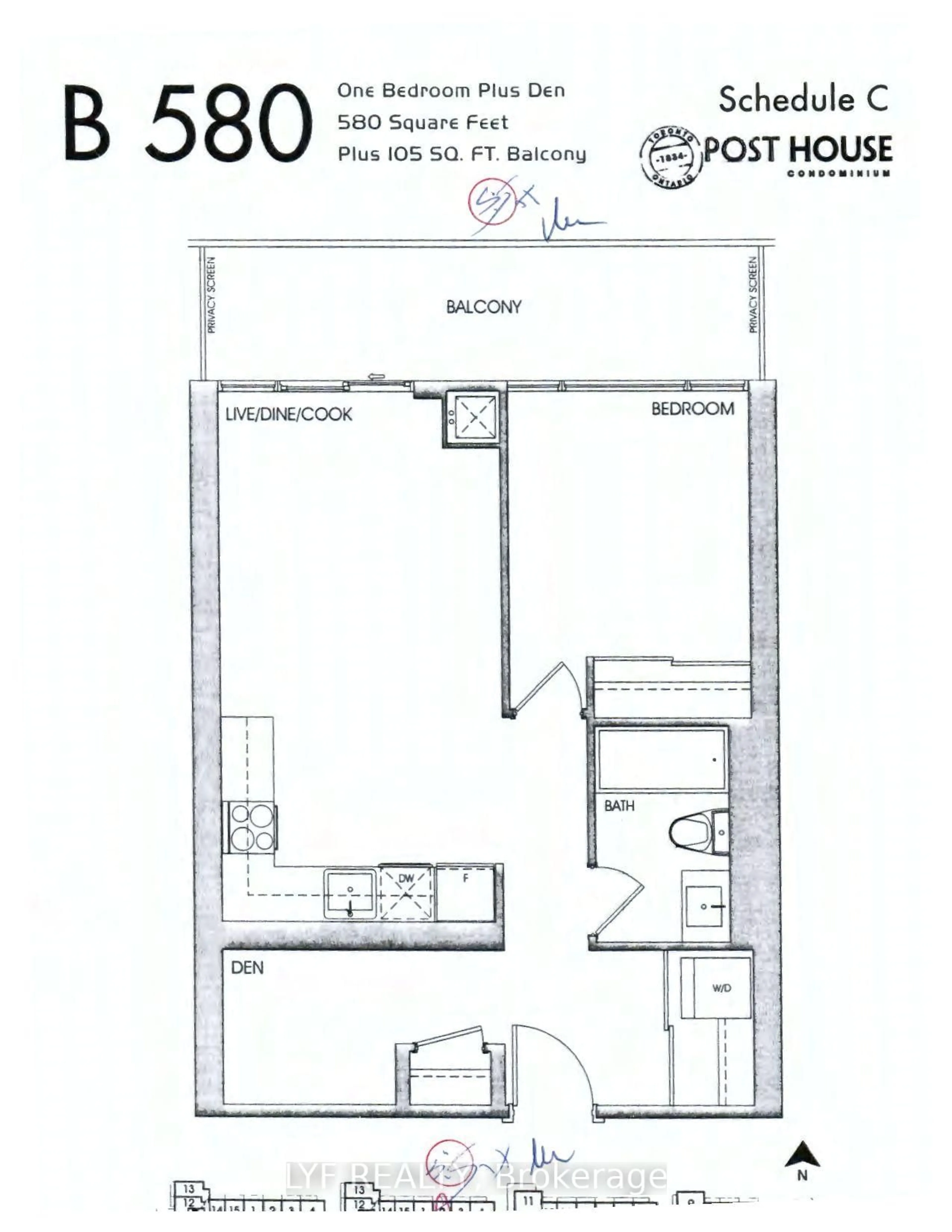 Floor plan for 105 George St #402, Toronto Ontario M5A 0L4