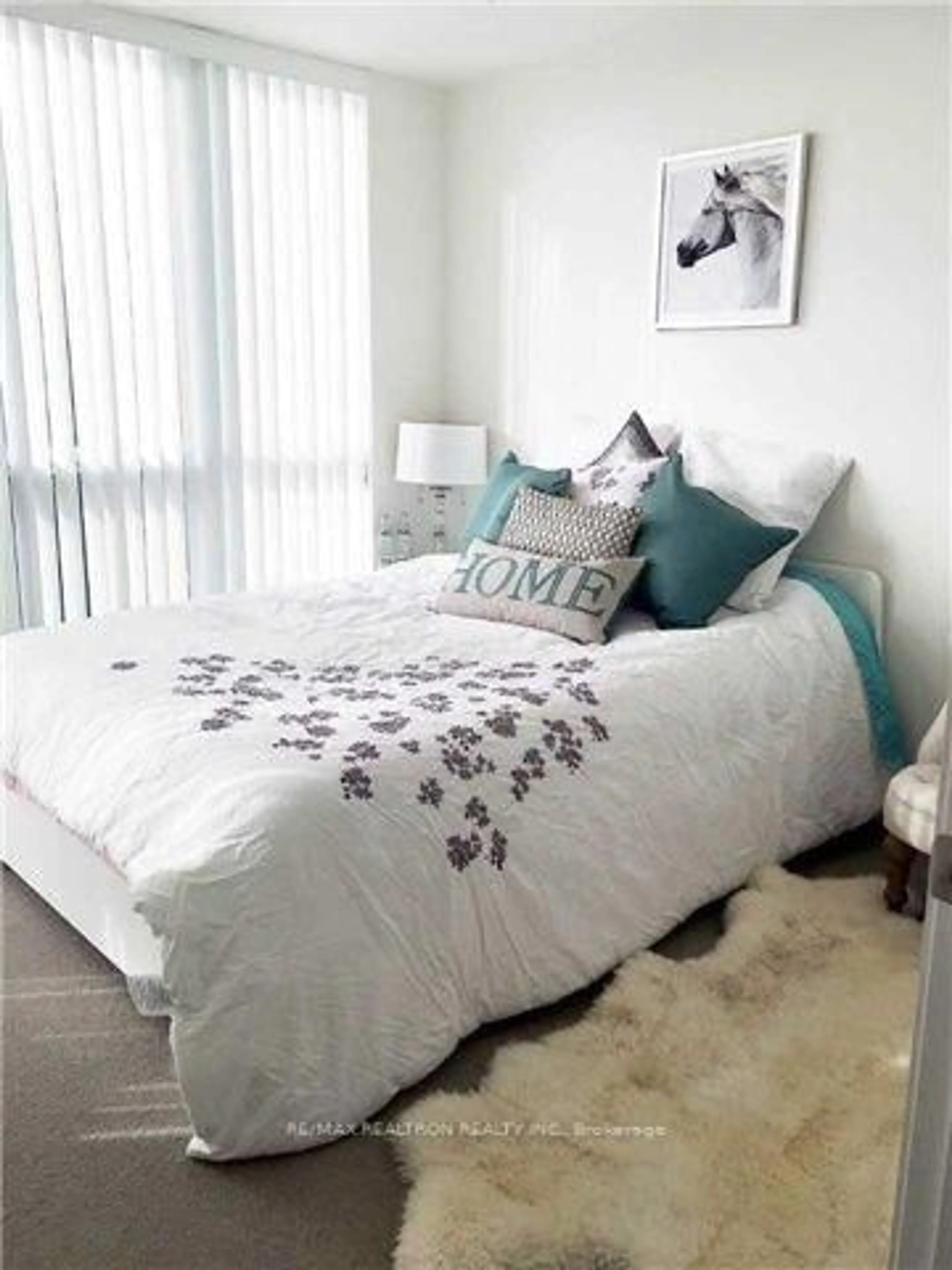 Bedroom with bed, carpet floor for 9 Bogert Ave #1104, Toronto Ontario M2N 1K4