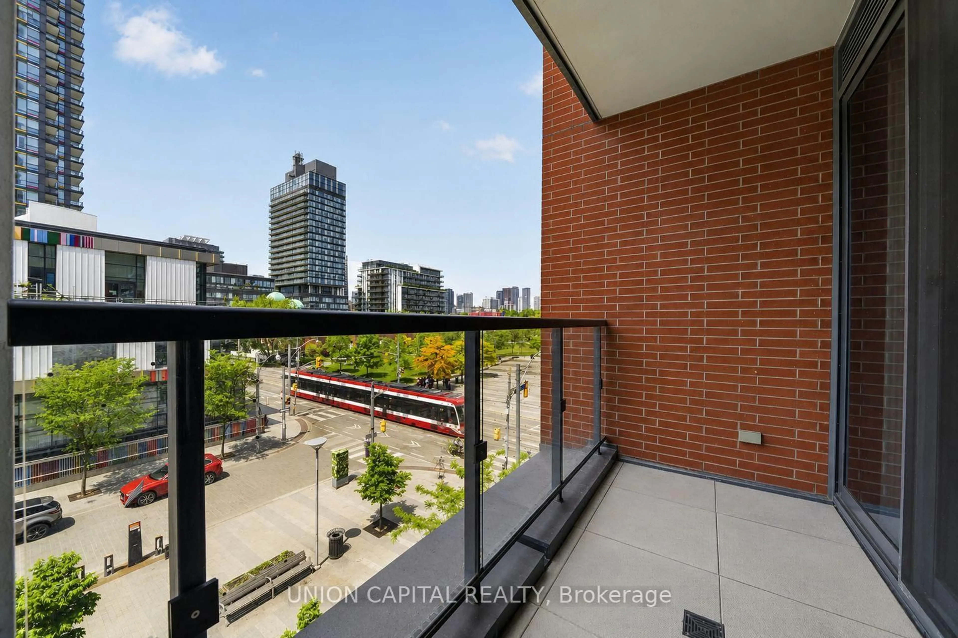 Balcony in the apartment, city buildings view from balcony for 170 Sumach St #417, Toronto Ontario M5A 0C3
