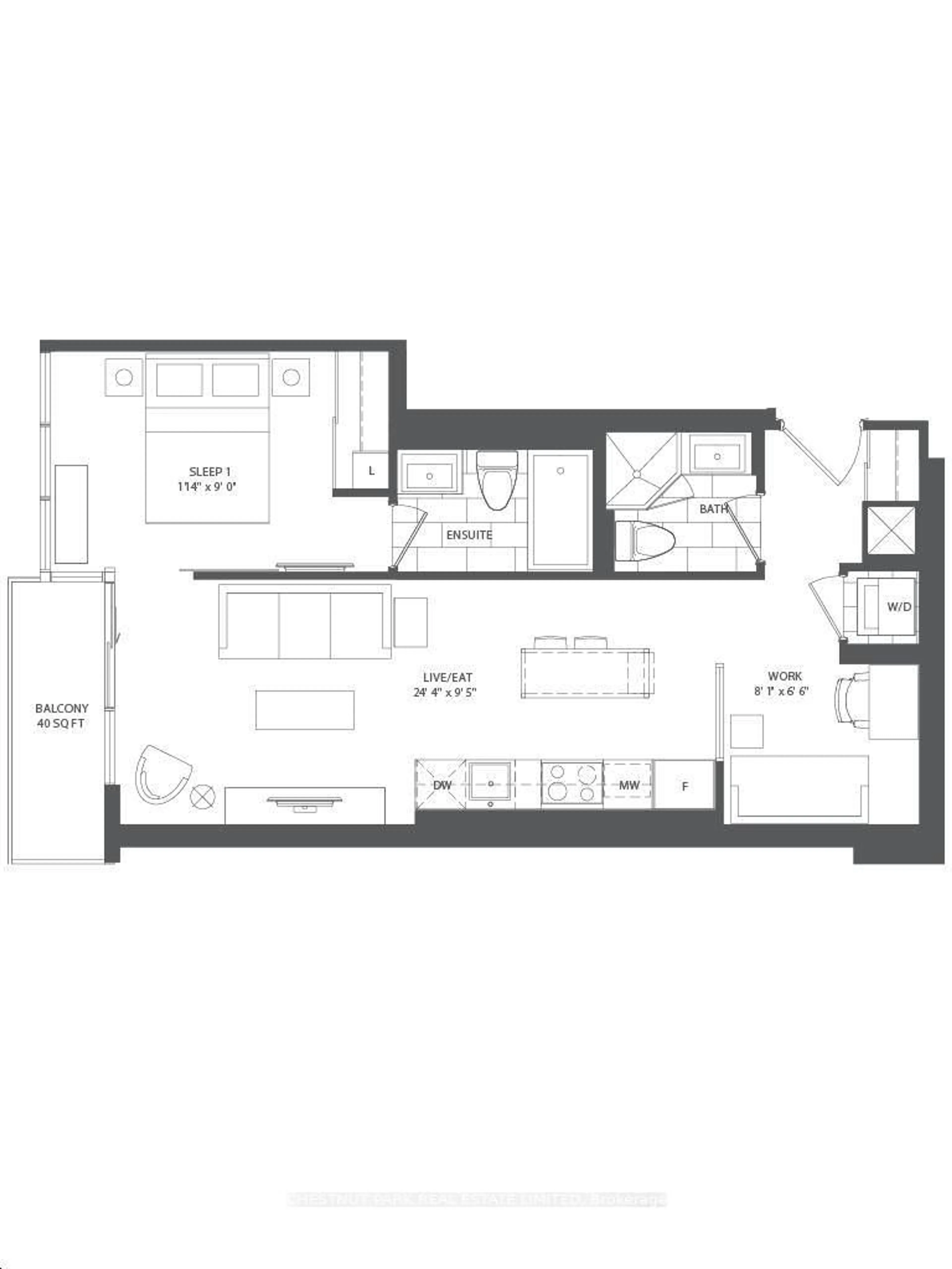Floor plan for 6 Sonic Way #2401, Toronto Ontario M3C 0P1